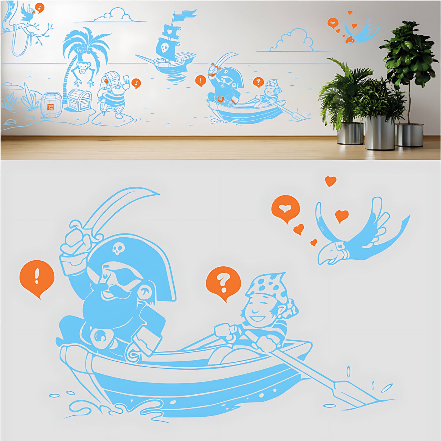 A Pirate's Life Complete Wall Mural – Kids Bedroom Cartoon Pirate Sticker Set