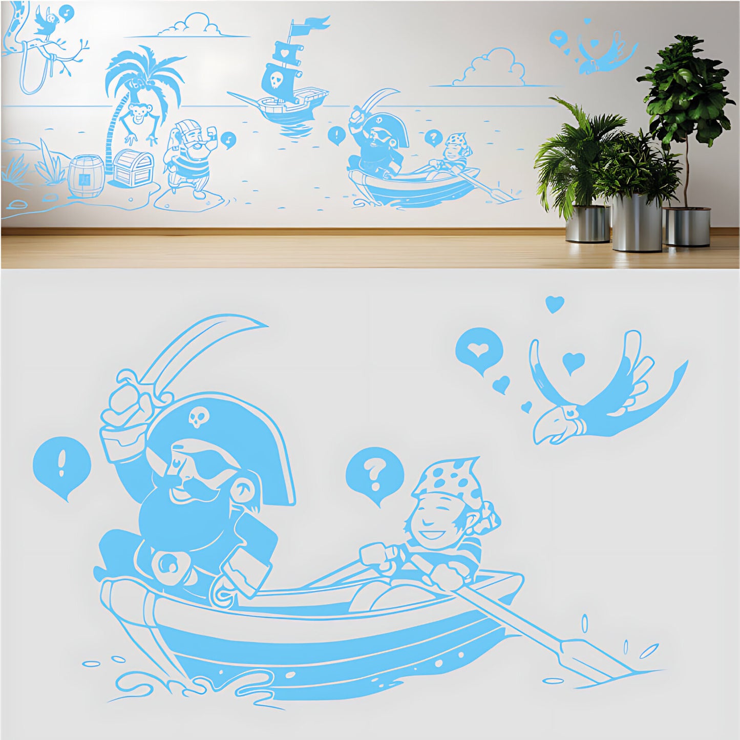 A Pirate's Life Complete Wall Mural – Kids Bedroom Cartoon Pirate Sticker Set