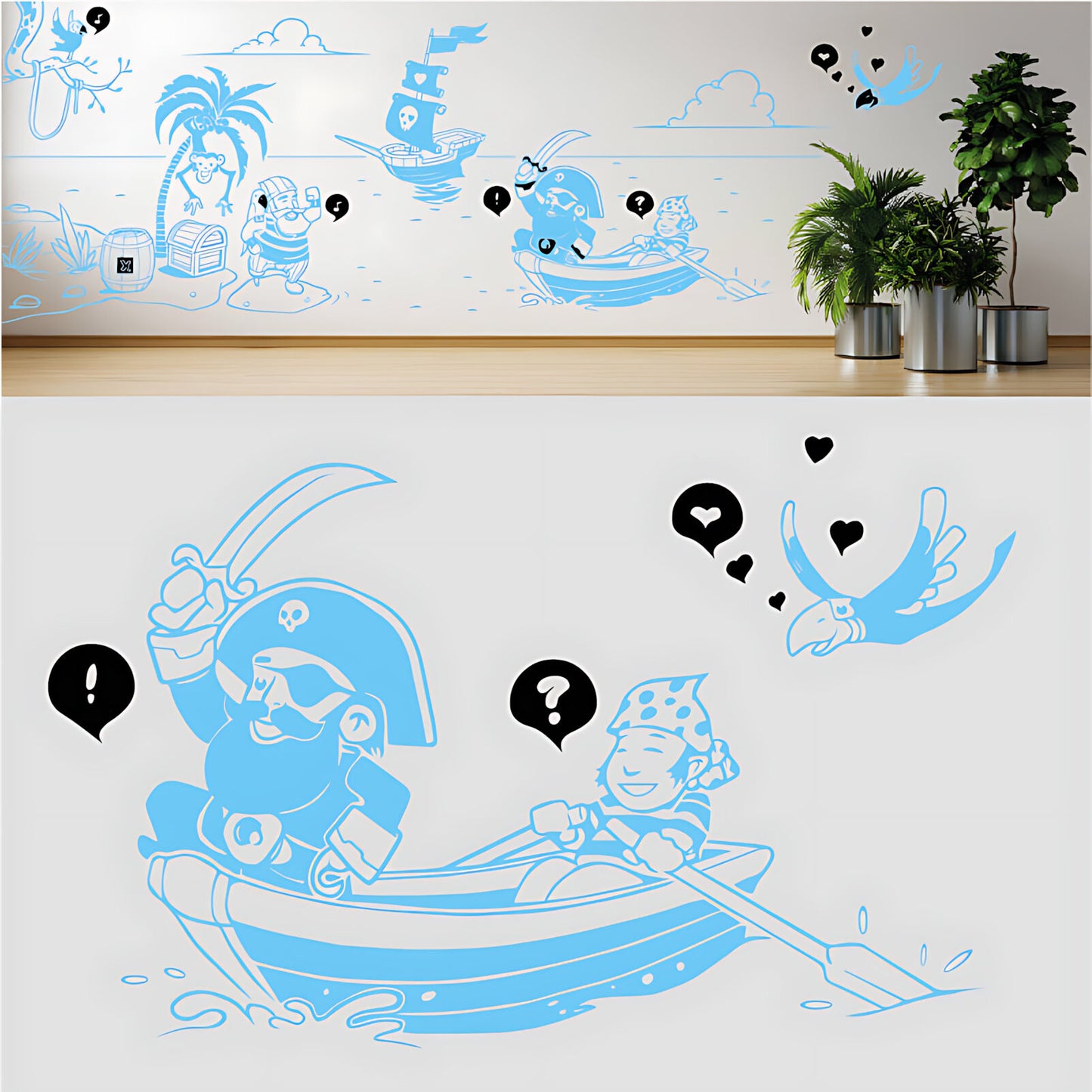 A Pirate's Life Complete Wall Mural – Kids Bedroom Cartoon Pirate Sticker Set
