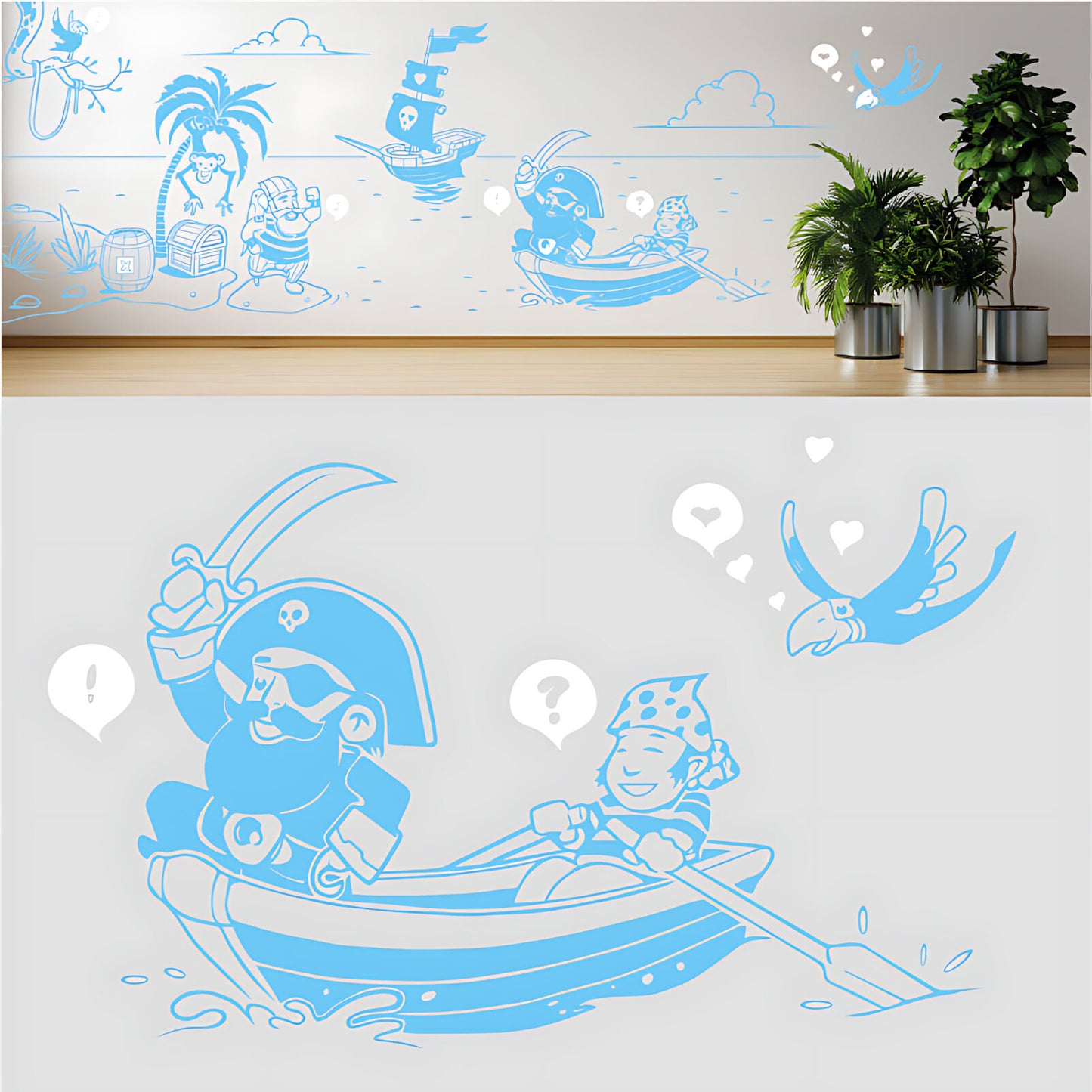 A Pirate's Life Complete Wall Mural – Kids Bedroom Cartoon Pirate Sticker Set
