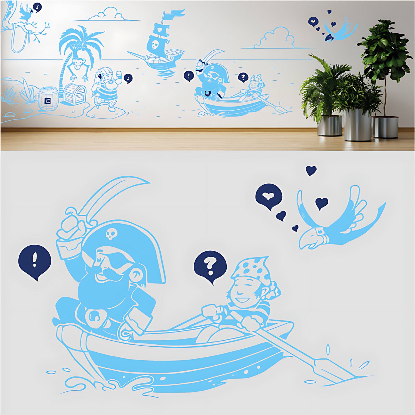 A Pirate's Life Complete Wall Mural – Kids Bedroom Cartoon Pirate Sticker Set