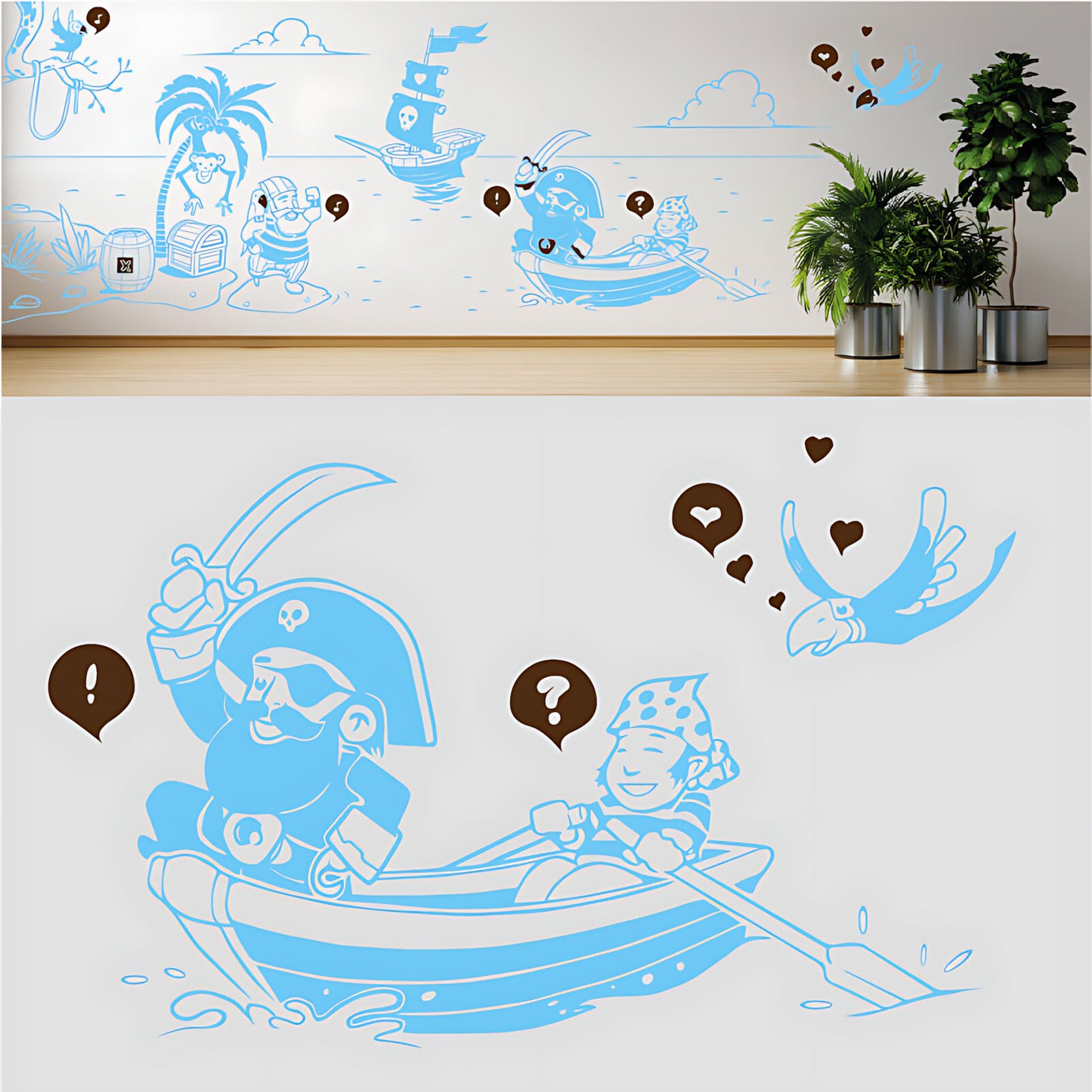 A Pirate's Life Complete Wall Mural – Kids Bedroom Cartoon Pirate Sticker Set