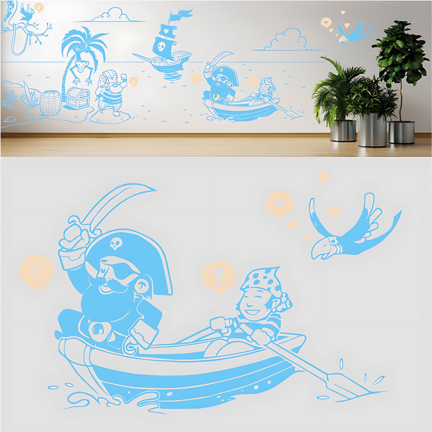 A Pirate's Life Complete Wall Mural – Kids Bedroom Cartoon Pirate Sticker Set