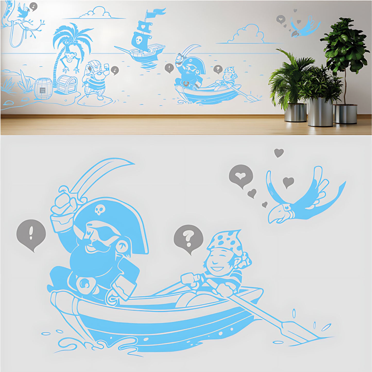 A Pirate's Life Complete Wall Mural – Kids Bedroom Cartoon Pirate Sticker Set