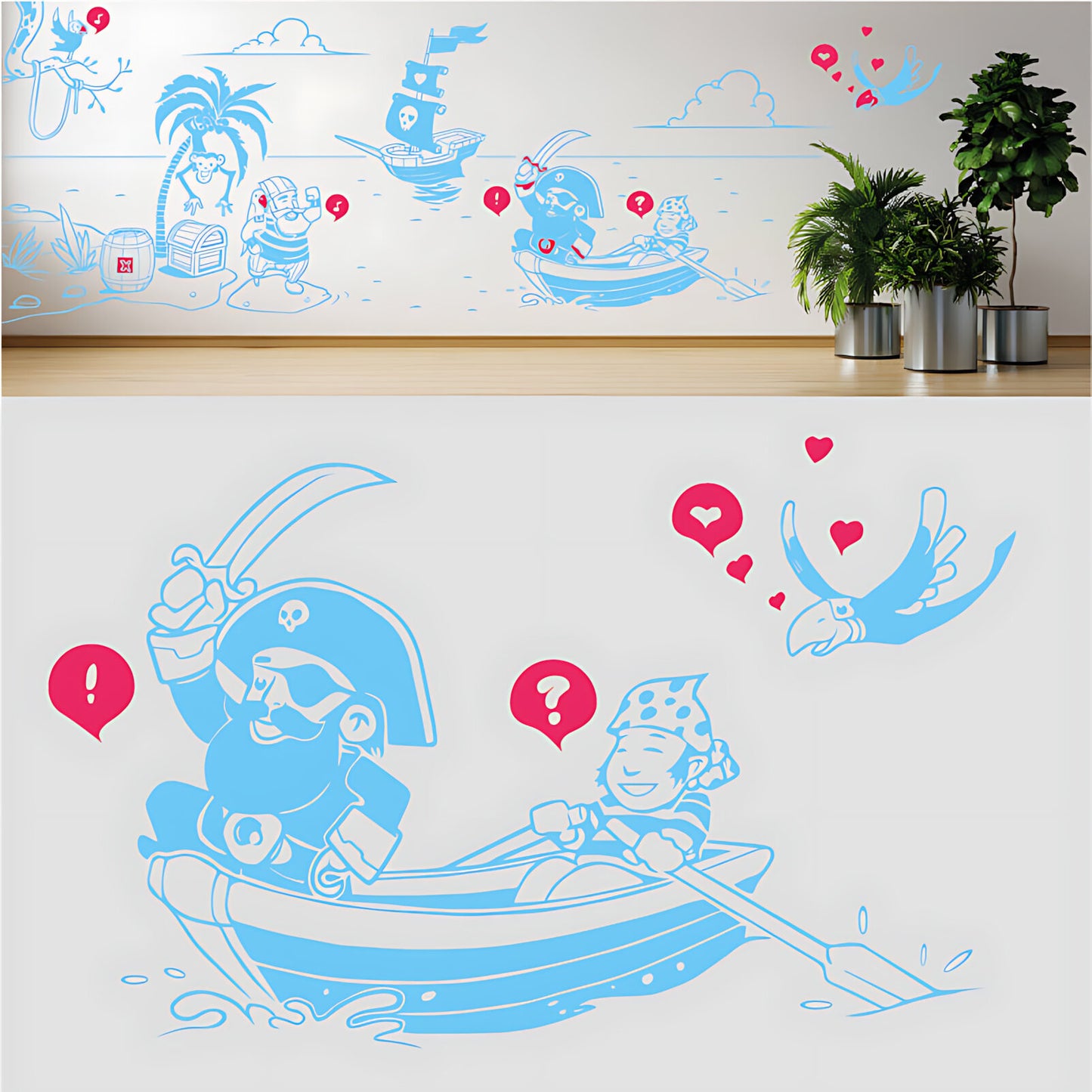 A Pirate's Life Complete Wall Mural – Kids Bedroom Cartoon Pirate Sticker Set