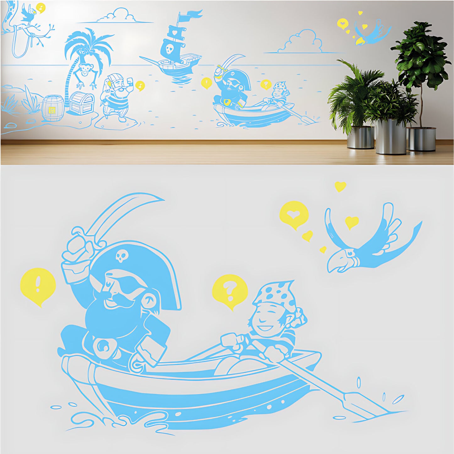 A Pirate's Life Complete Wall Mural – Kids Bedroom Cartoon Pirate Sticker Set