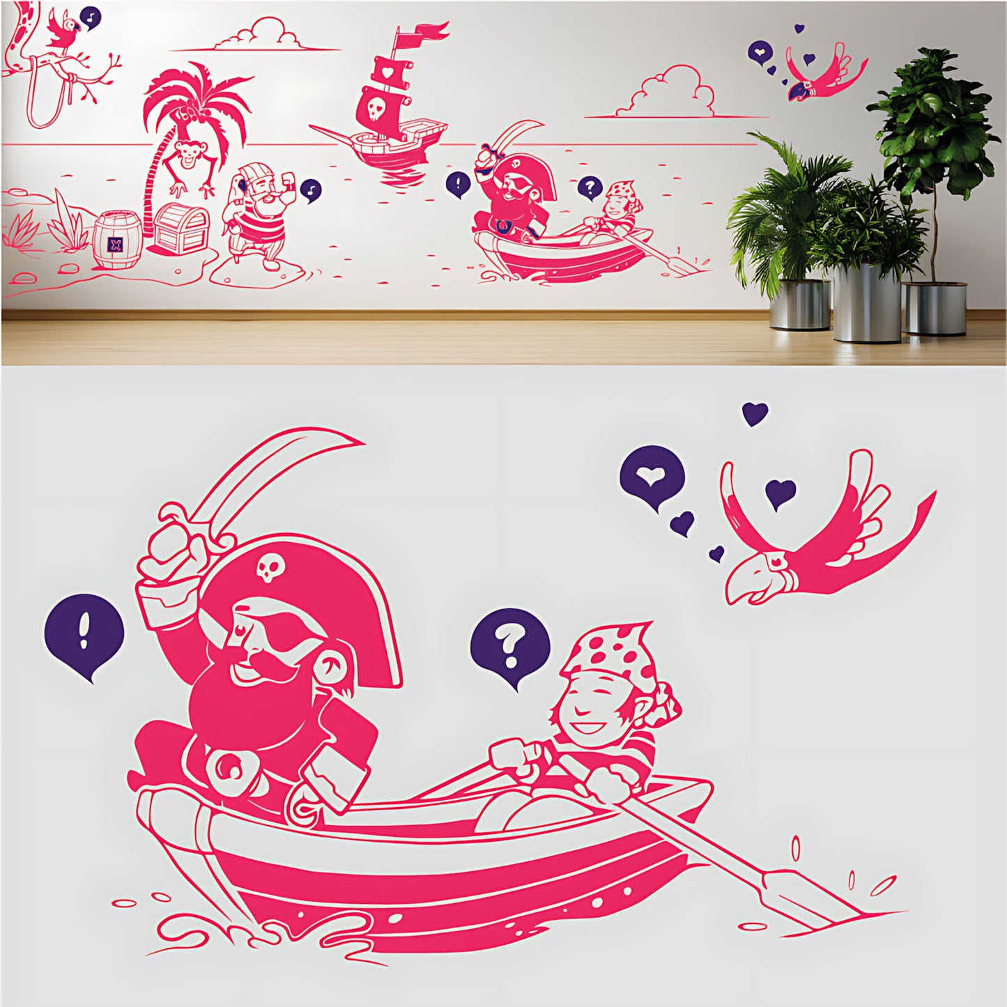 A Pirate's Life Complete Wall Mural – Kids Bedroom Cartoon Pirate Sticker Set