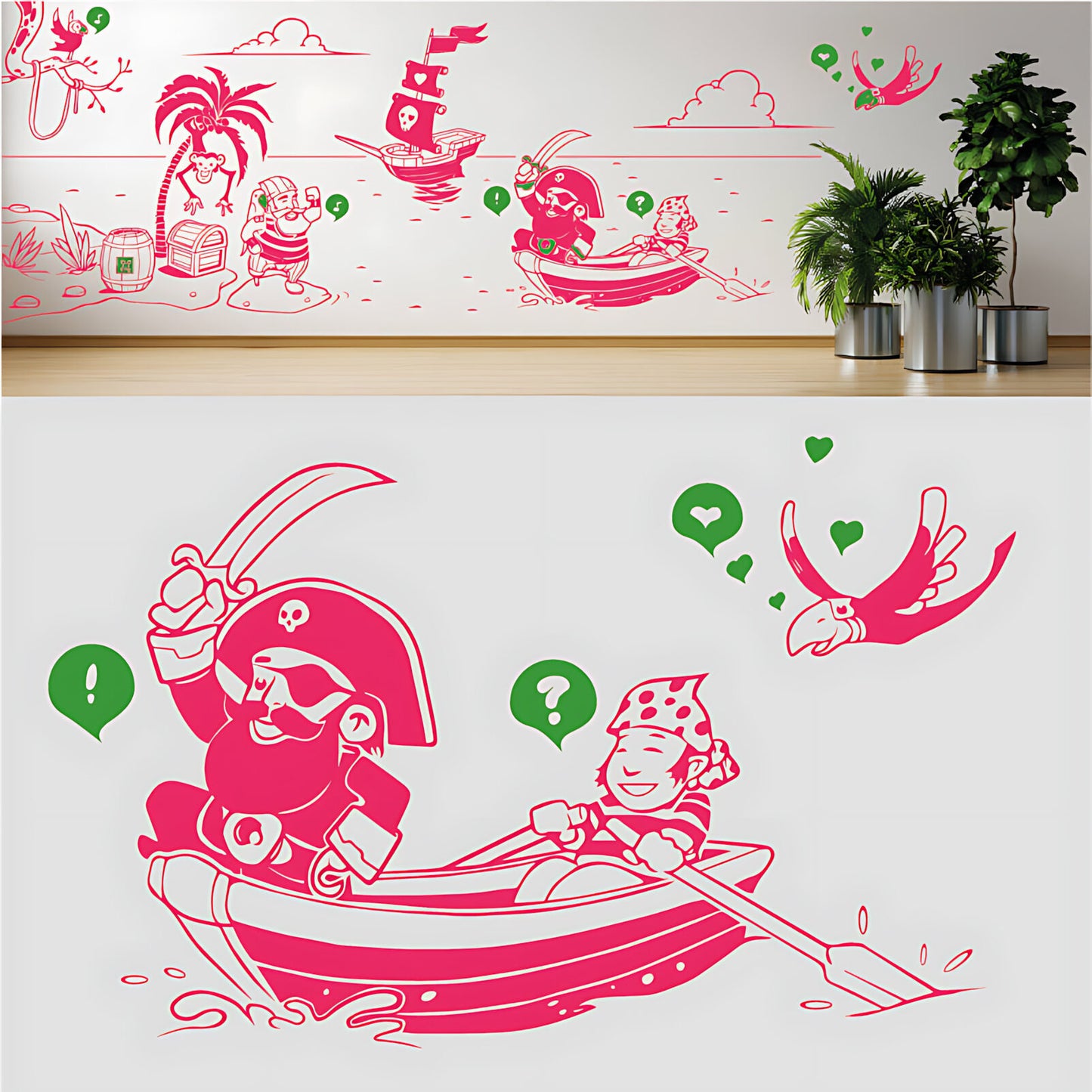 A Pirate's Life Complete Wall Mural – Kids Bedroom Cartoon Pirate Sticker Set