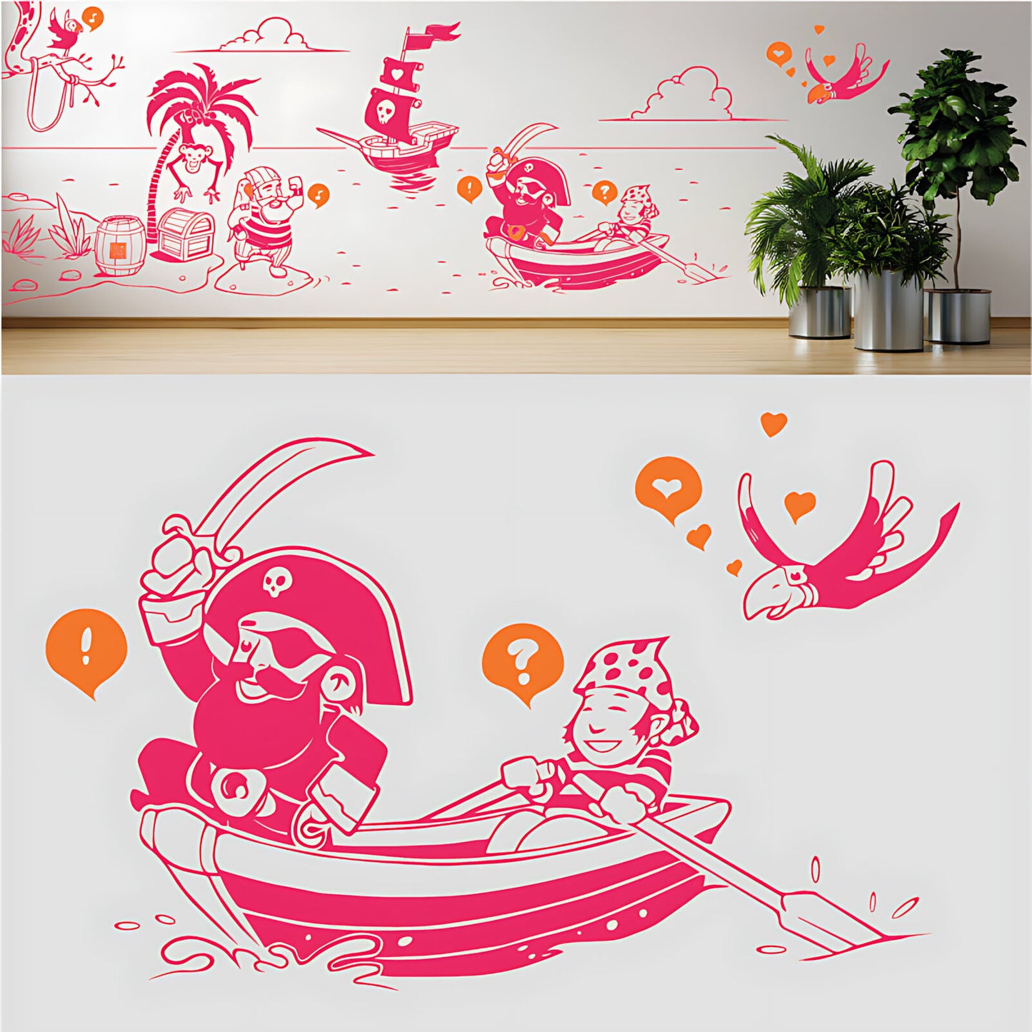 A Pirate's Life Complete Wall Mural – Kids Bedroom Cartoon Pirate Sticker Set