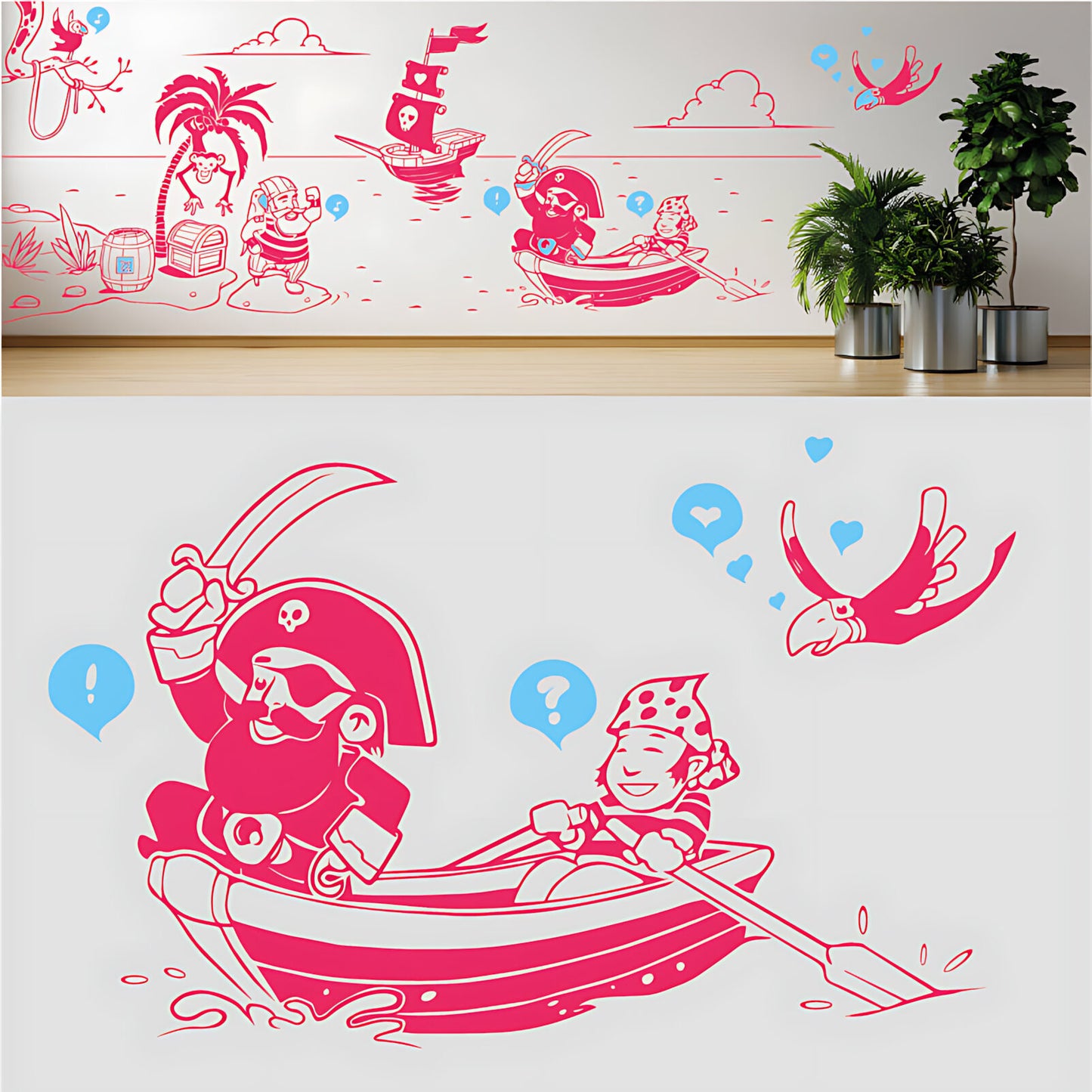 A Pirate's Life Complete Wall Mural – Kids Bedroom Cartoon Pirate Sticker Set