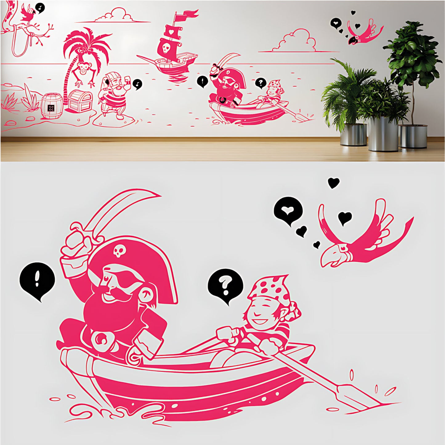 A Pirate's Life Complete Wall Mural – Kids Bedroom Cartoon Pirate Sticker Set