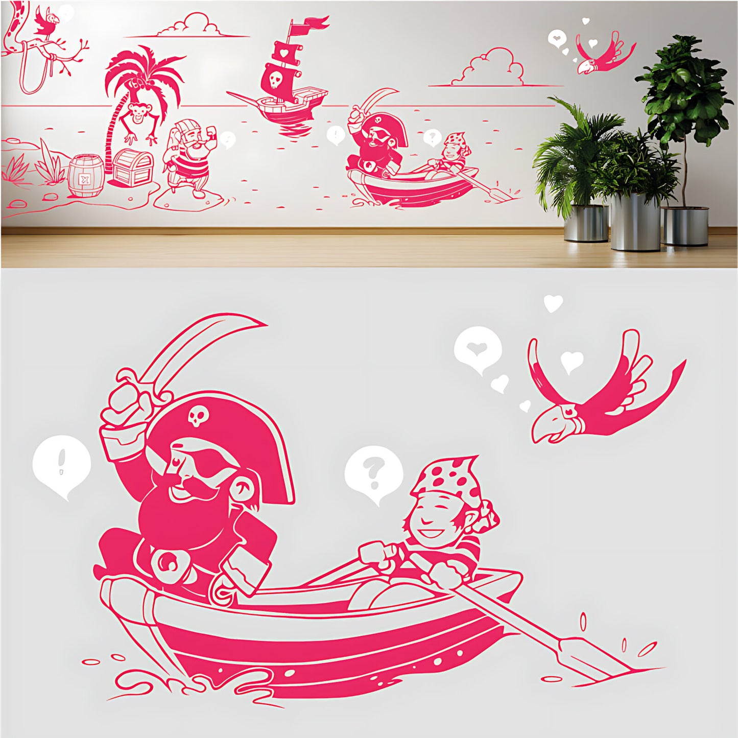 A Pirate's Life Complete Wall Mural – Kids Bedroom Cartoon Pirate Sticker Set