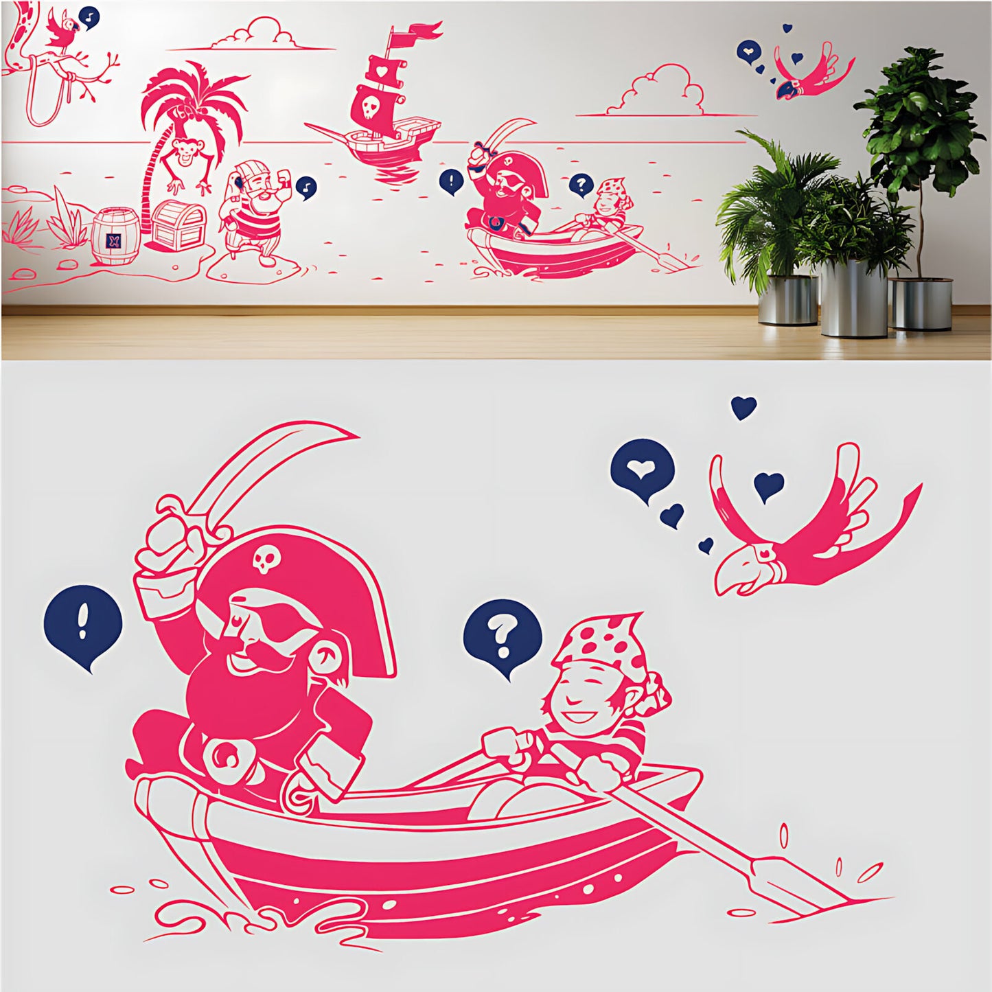 A Pirate's Life Complete Wall Mural – Kids Bedroom Cartoon Pirate Sticker Set