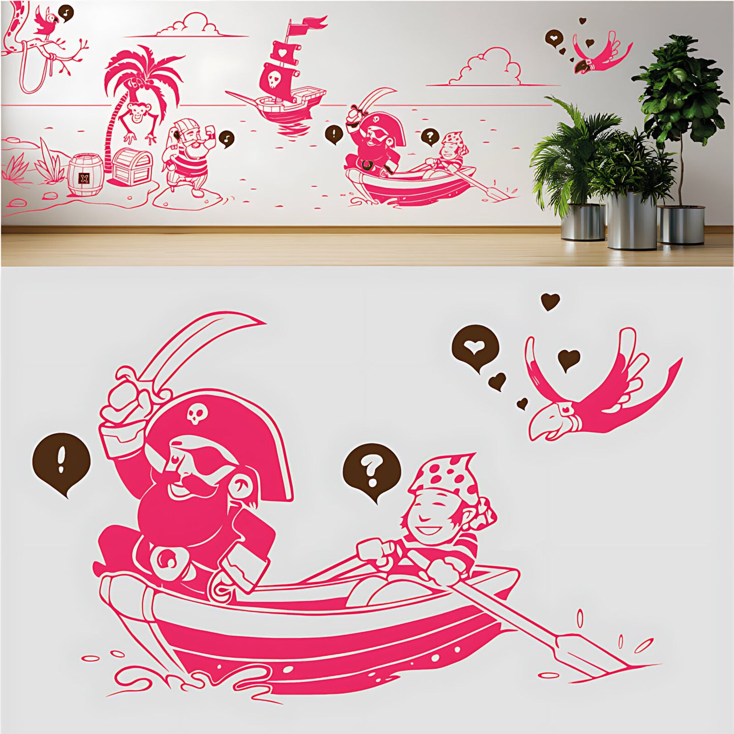 A Pirate's Life Complete Wall Mural – Kids Bedroom Cartoon Pirate Sticker Set