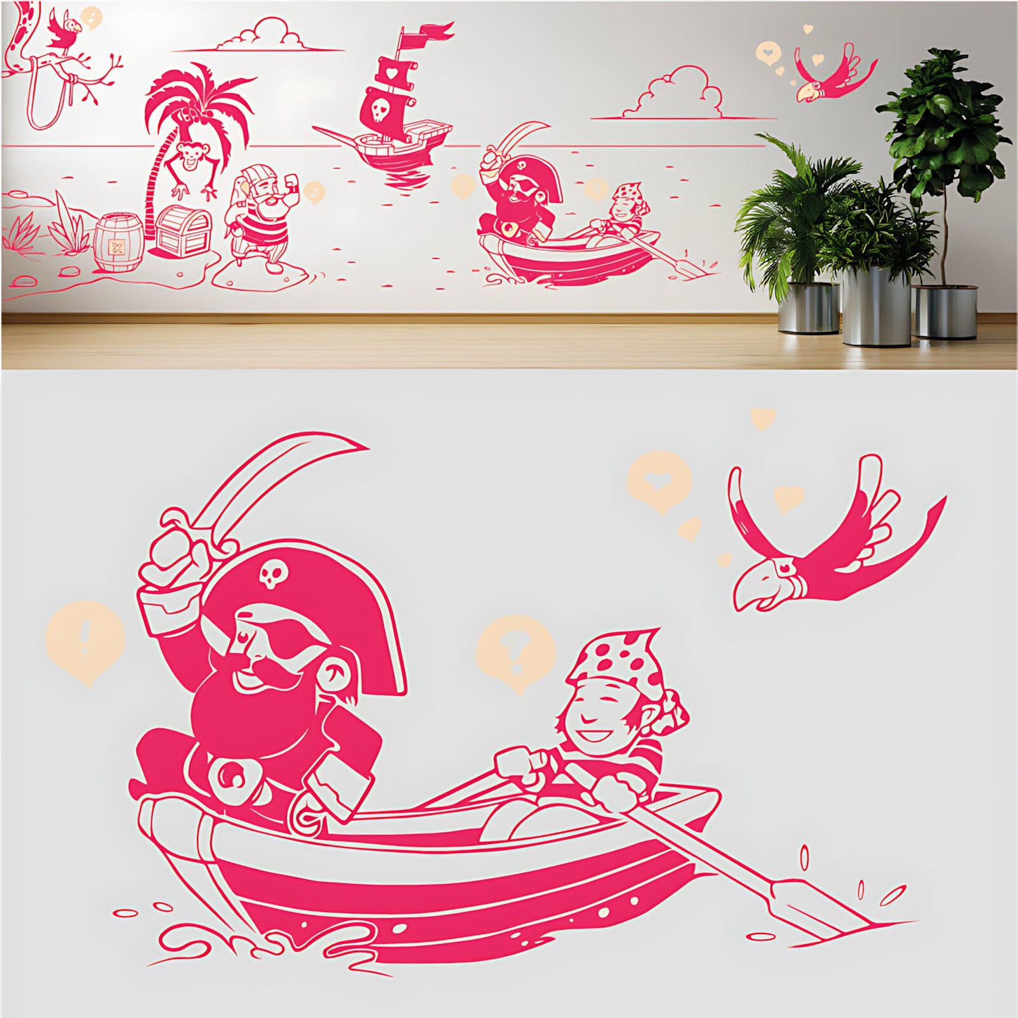A Pirate's Life Complete Wall Mural – Kids Bedroom Cartoon Pirate Sticker Set