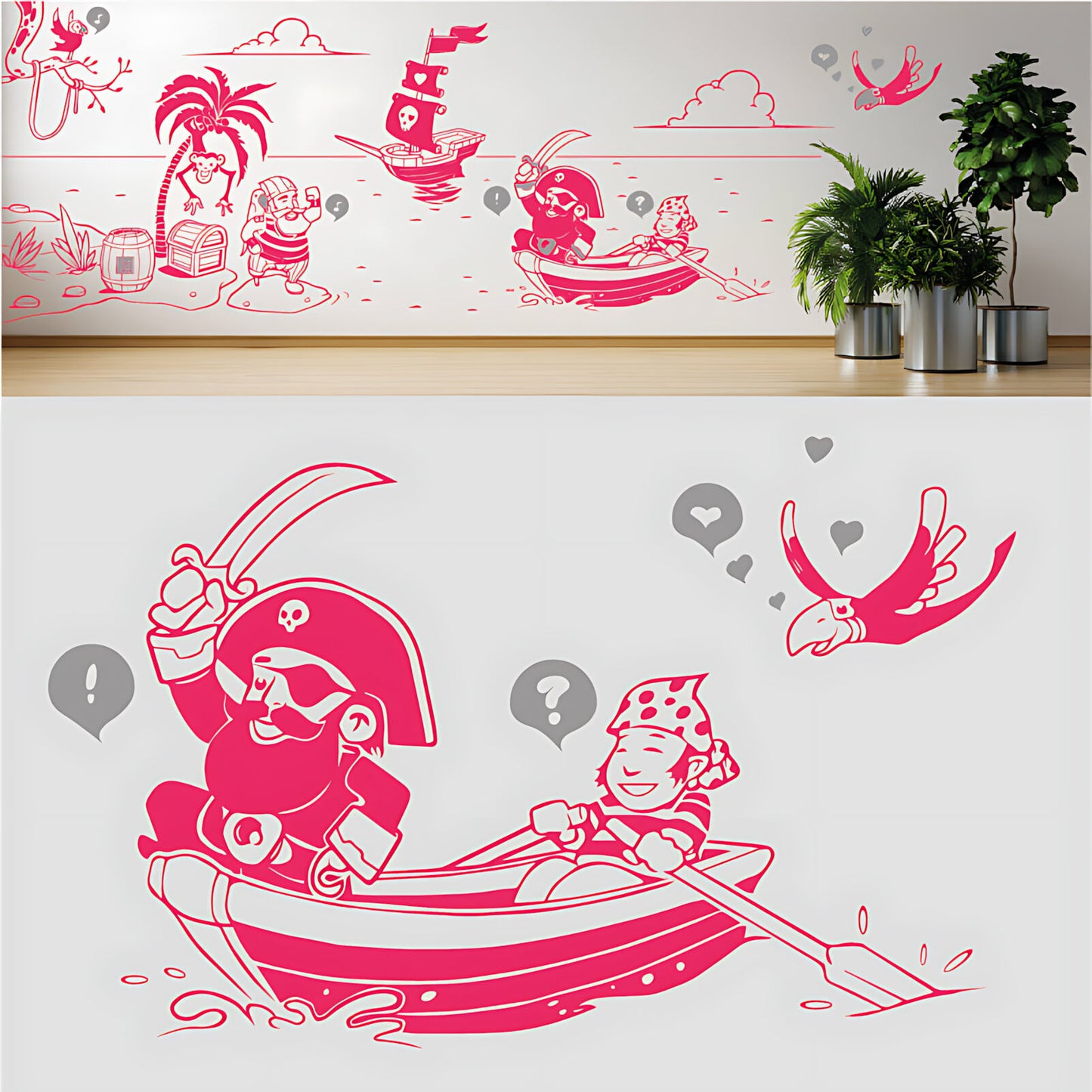 A Pirate's Life Complete Wall Mural – Kids Bedroom Cartoon Pirate Sticker Set