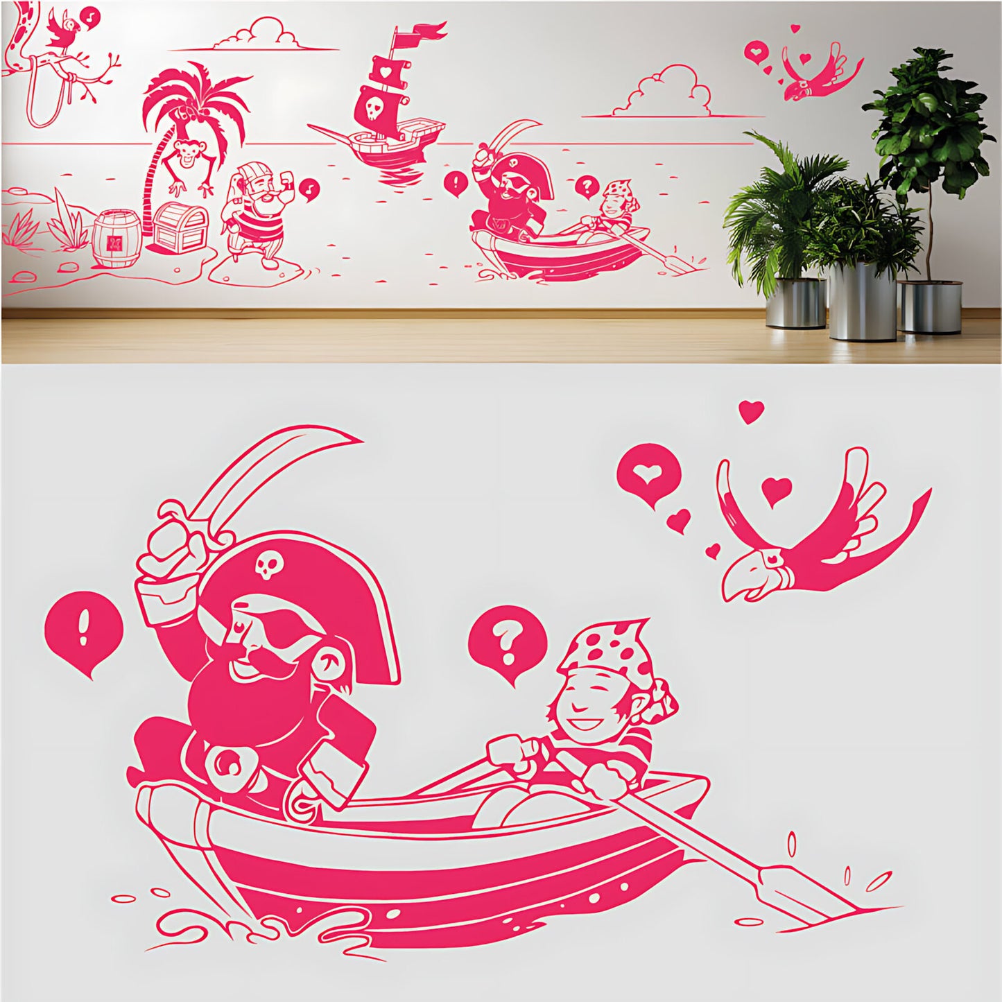 A Pirate's Life Complete Wall Mural – Kids Bedroom Cartoon Pirate Sticker Set