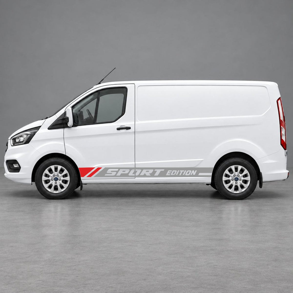 Ford Transit Custom Sport Edition Lower Side Graphics in Grey & Red
