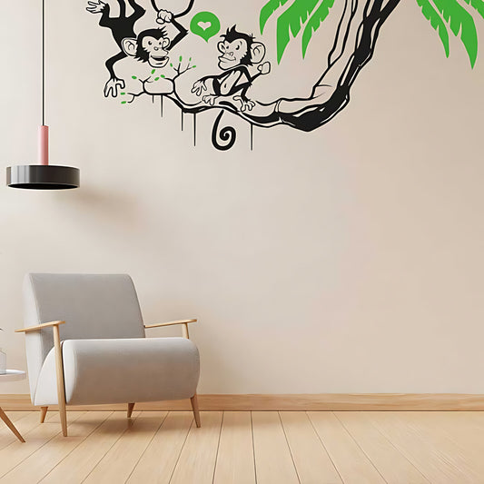 Monkey in tree - Funny Wall Sticker Jungle Decal