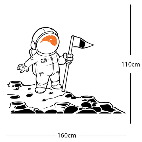 Spaceman on the Moon Wall Sticker – Astronaut Kids Bedroom Decal