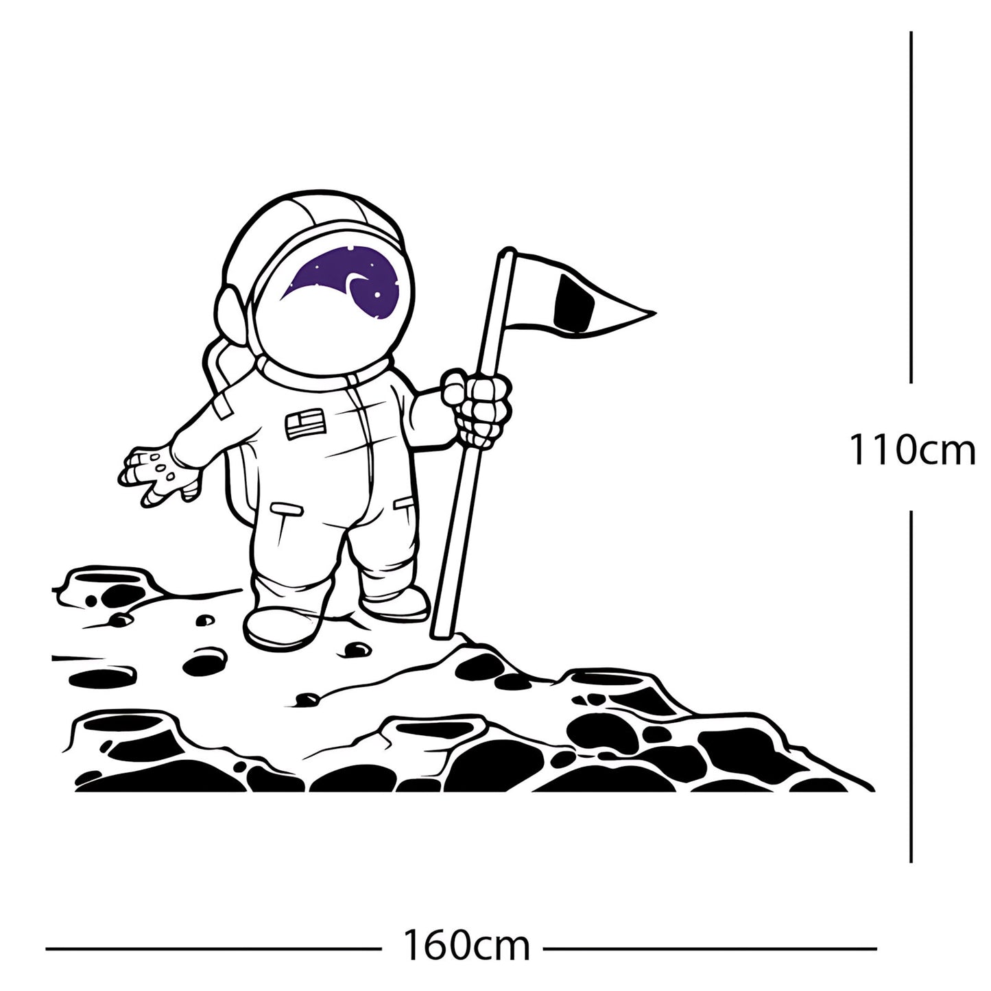 Spaceman on the Moon Wall Sticker – Astronaut Kids Bedroom Decal