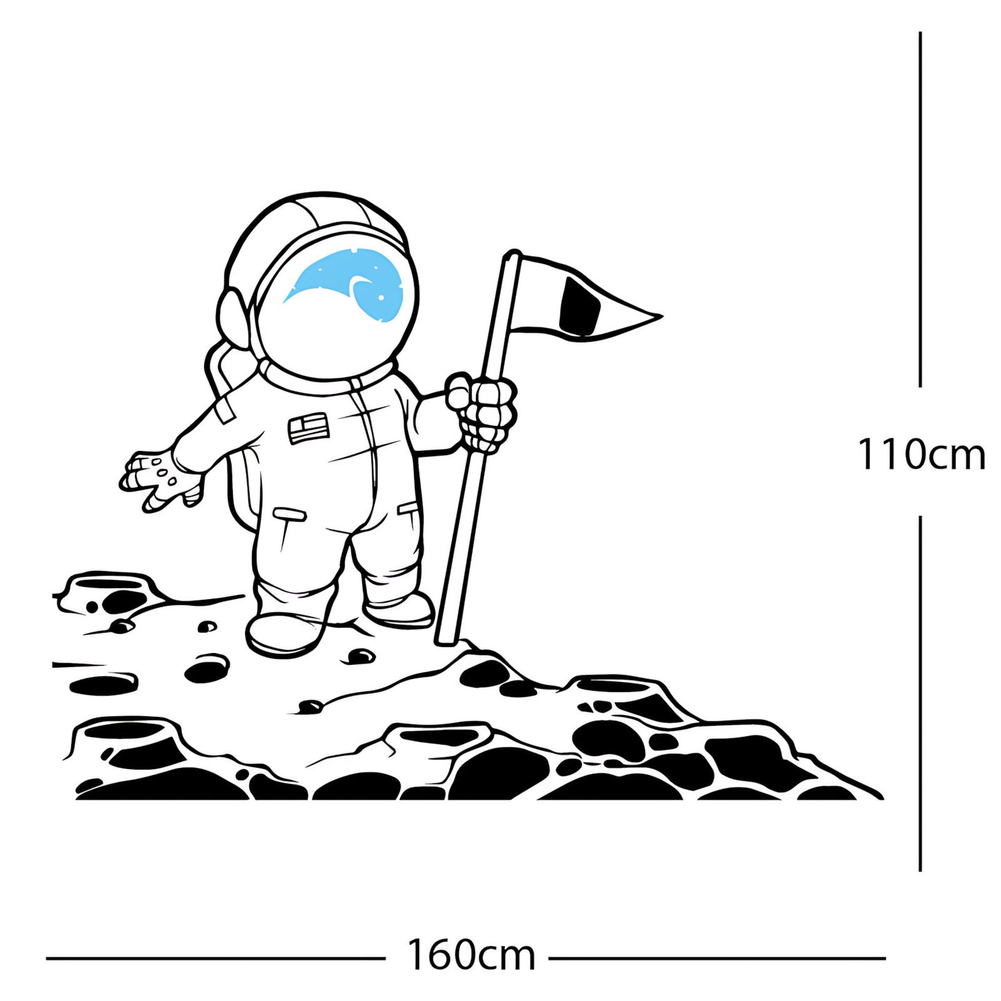 Spaceman on the Moon Wall Sticker – Astronaut Kids Bedroom Decal