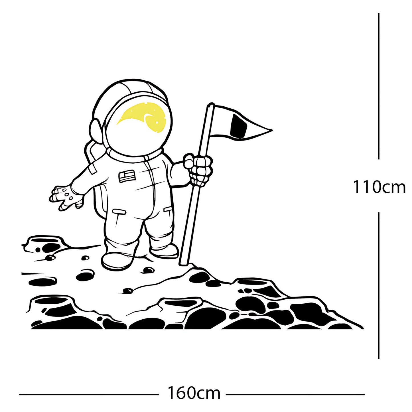 Spaceman on the Moon Wall Sticker – Astronaut Kids Bedroom Decal