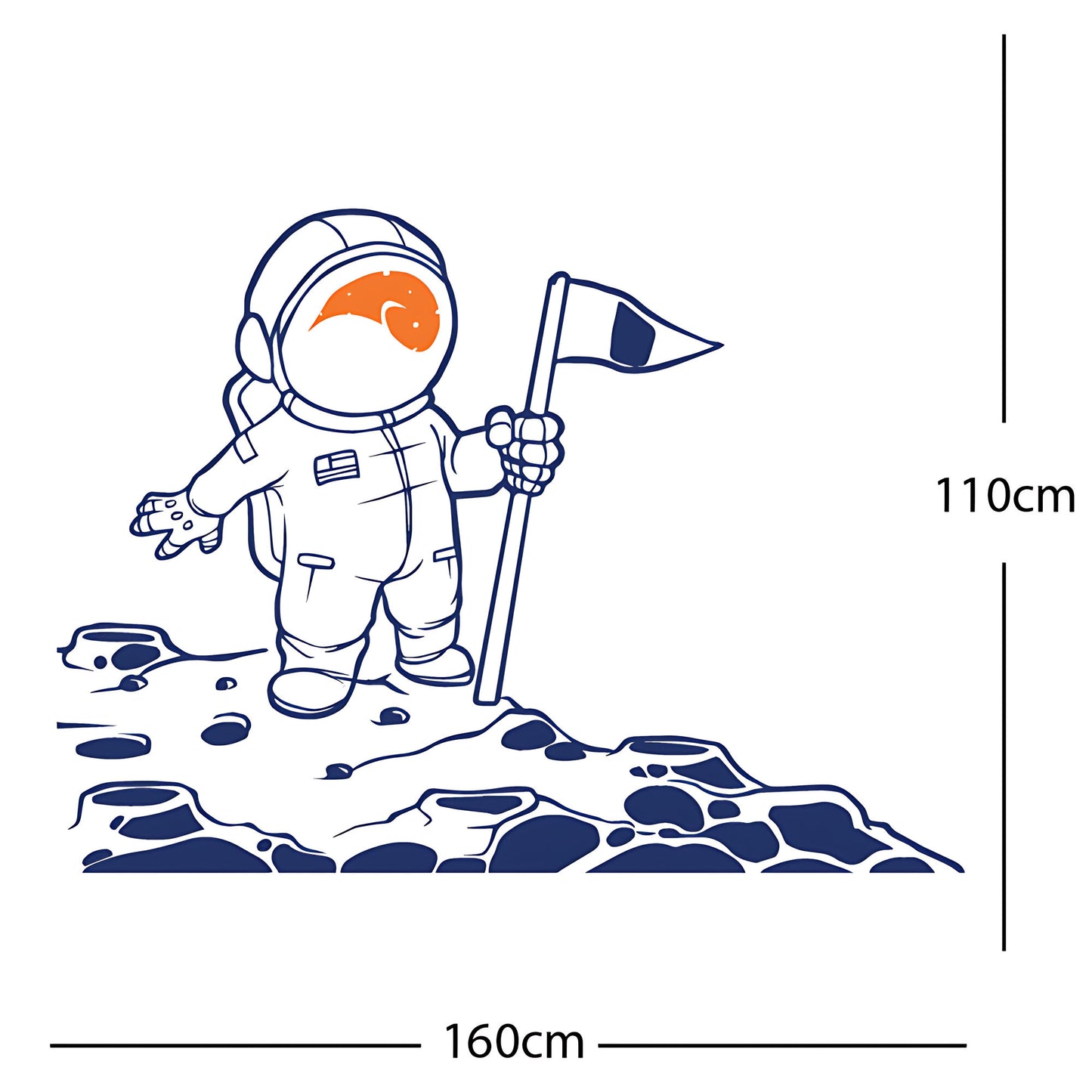 Spaceman on the Moon Wall Sticker – Astronaut Kids Bedroom Decal