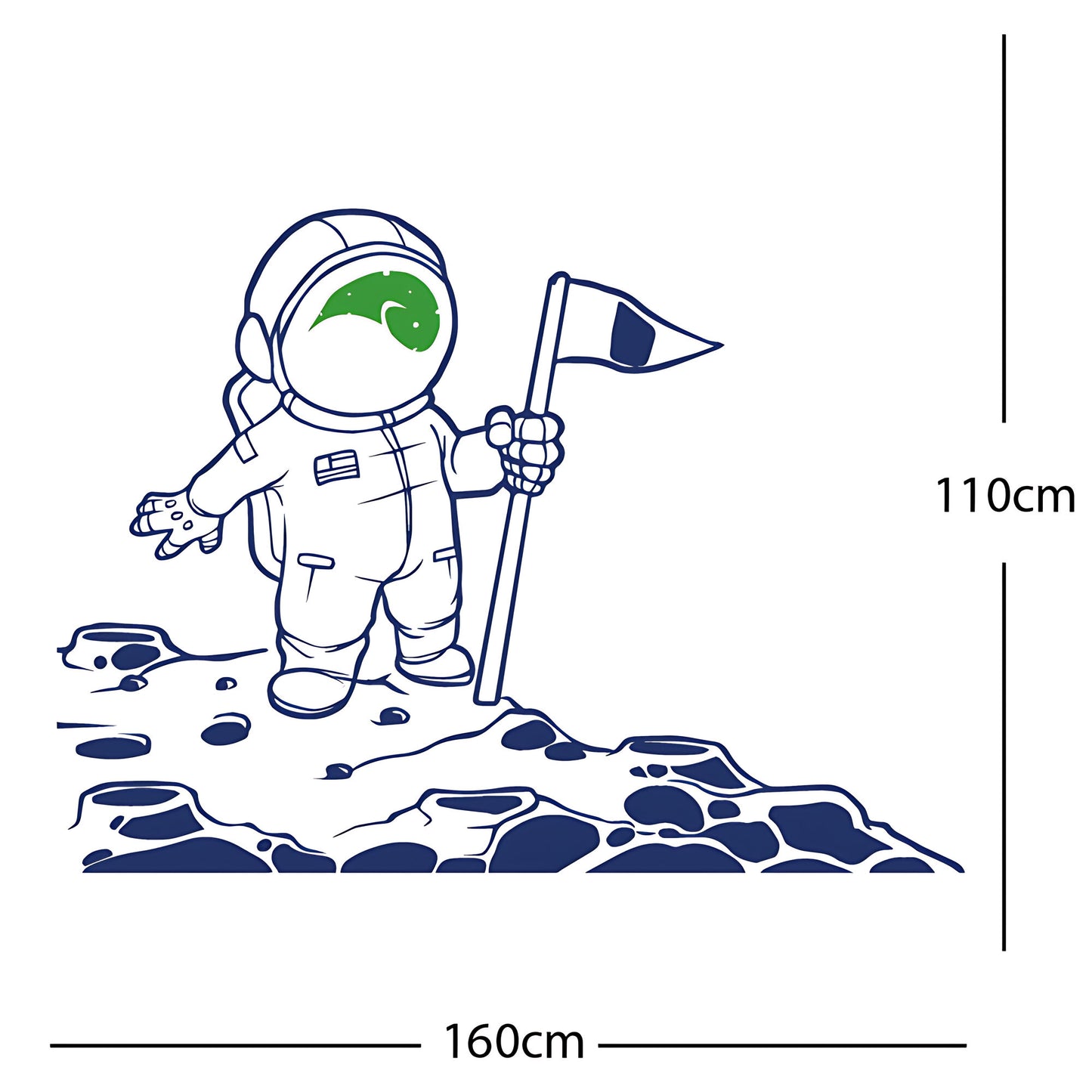 Spaceman on the Moon Wall Sticker – Astronaut Kids Bedroom Decal