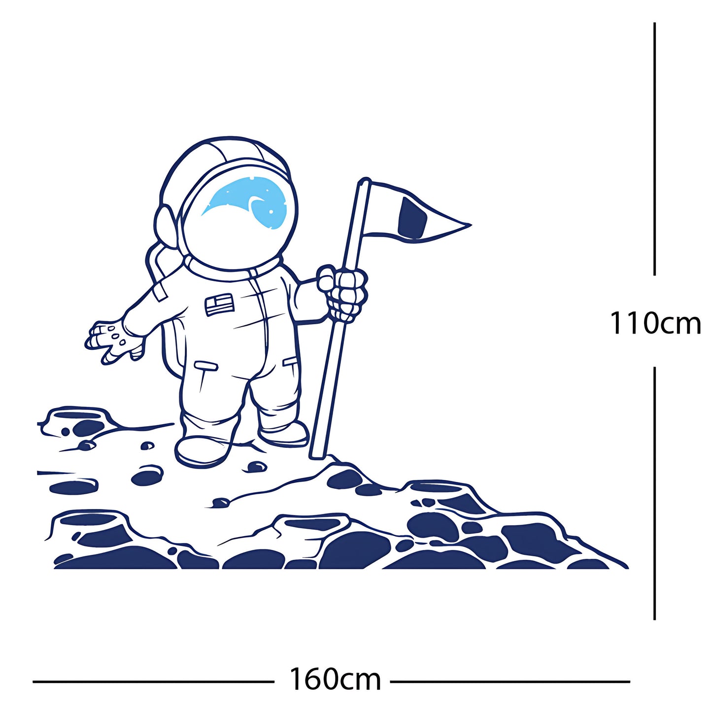 Spaceman on the Moon Wall Sticker – Astronaut Kids Bedroom Decal