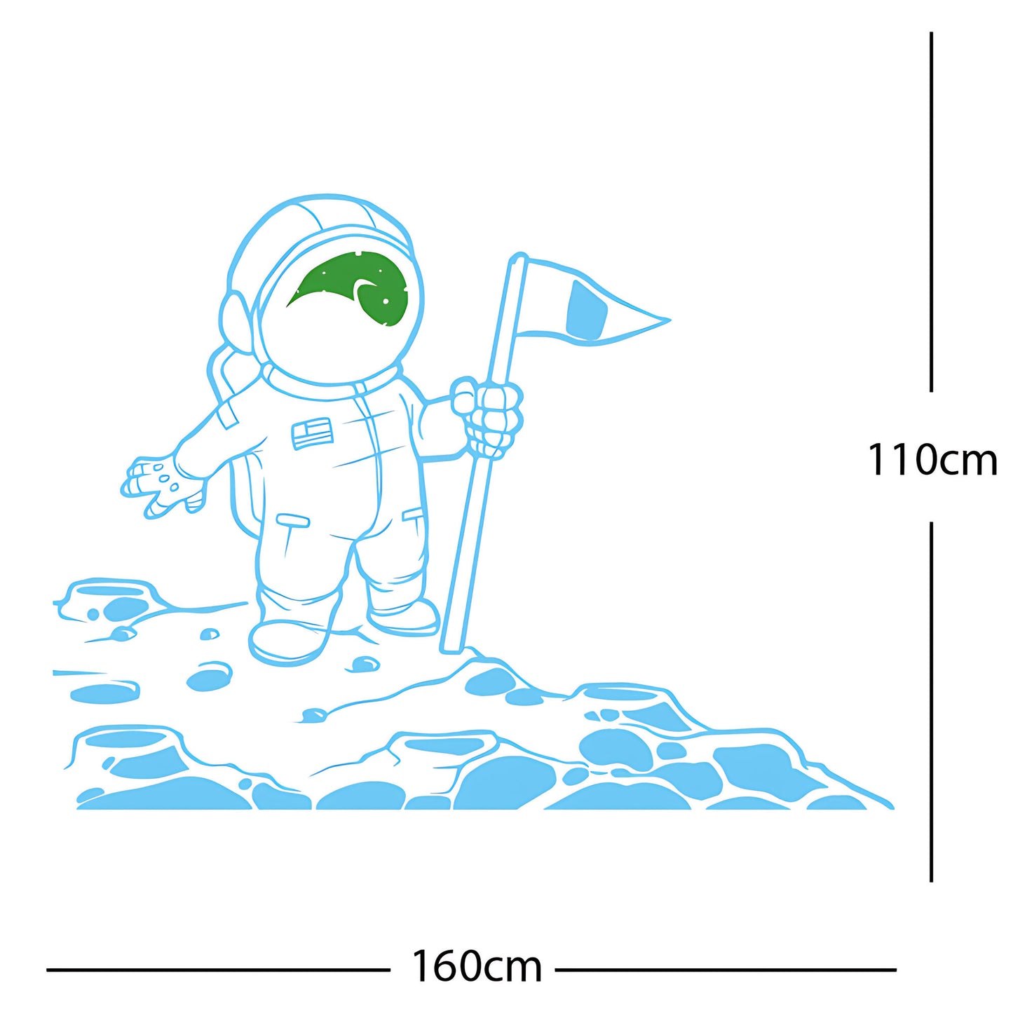 Spaceman on the Moon Wall Sticker – Astronaut Kids Bedroom Decal