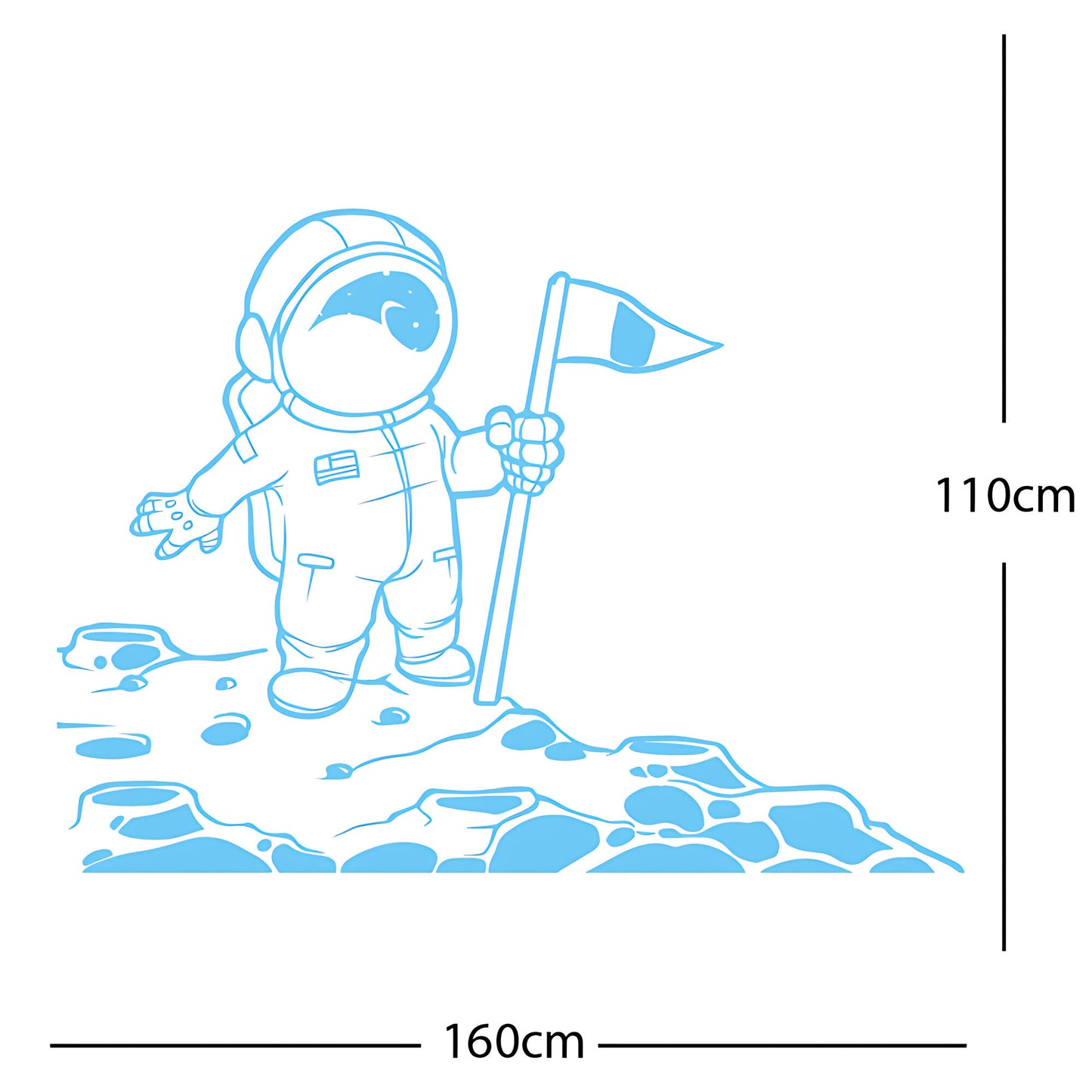 Spaceman on the Moon Wall Sticker – Astronaut Kids Bedroom Decal