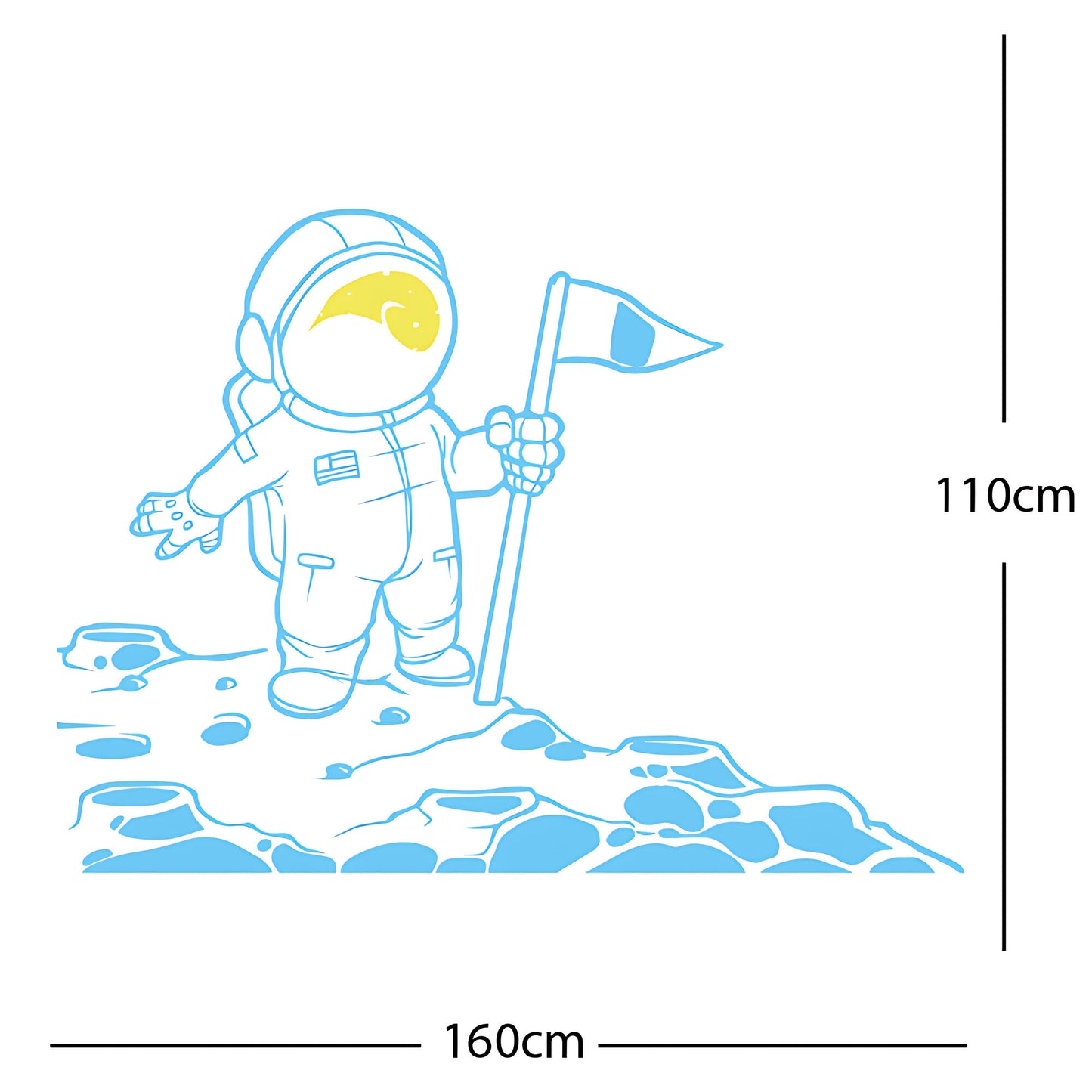 Spaceman on the Moon Wall Sticker – Astronaut Kids Bedroom Decal