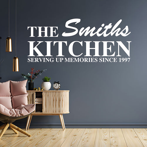 Personalised Family Kitchen Wall Sticker – Custom Name Serving Up Memories Decal