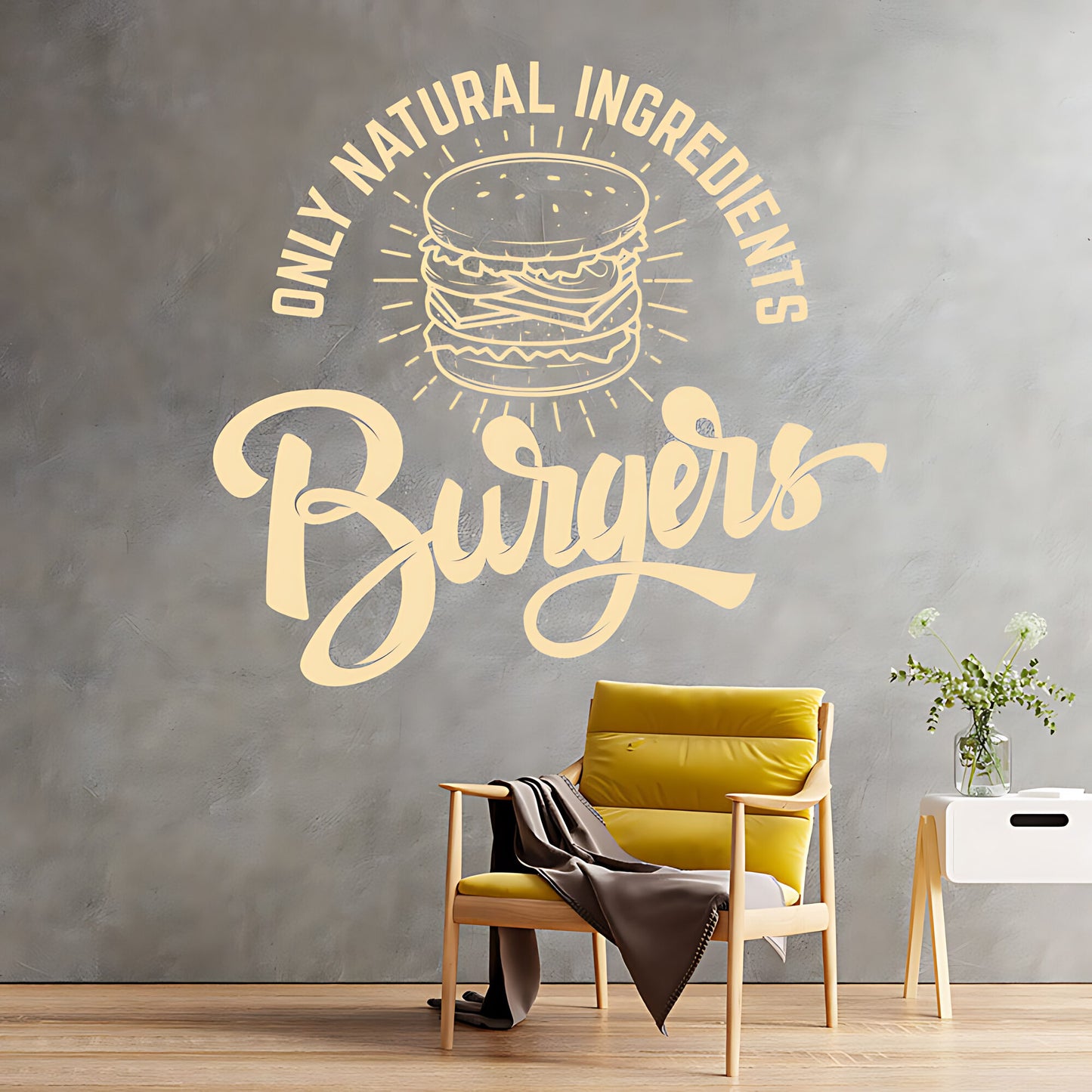 Burgers Wall Sticker – Only Natural Ingredients Burger Bar Decal