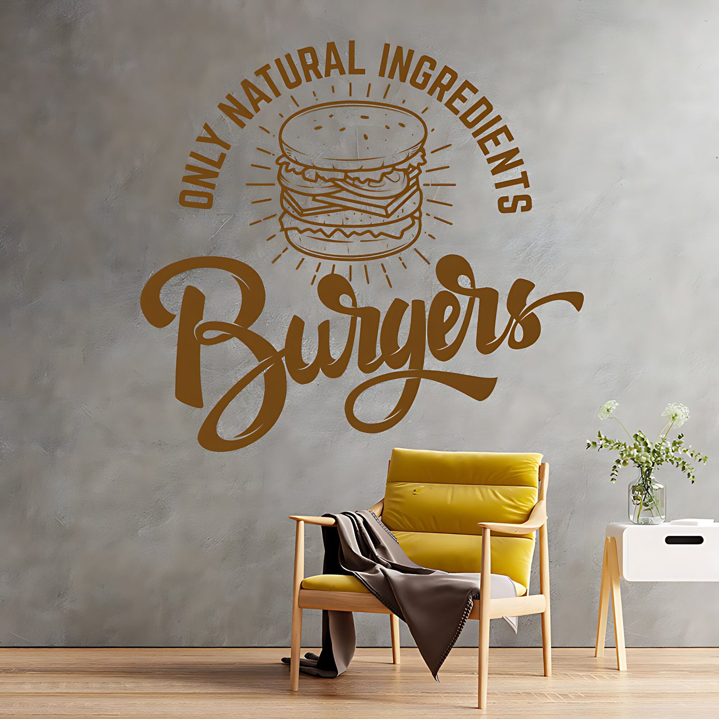 Burgers Wall Sticker – Only Natural Ingredients Burger Bar Decal