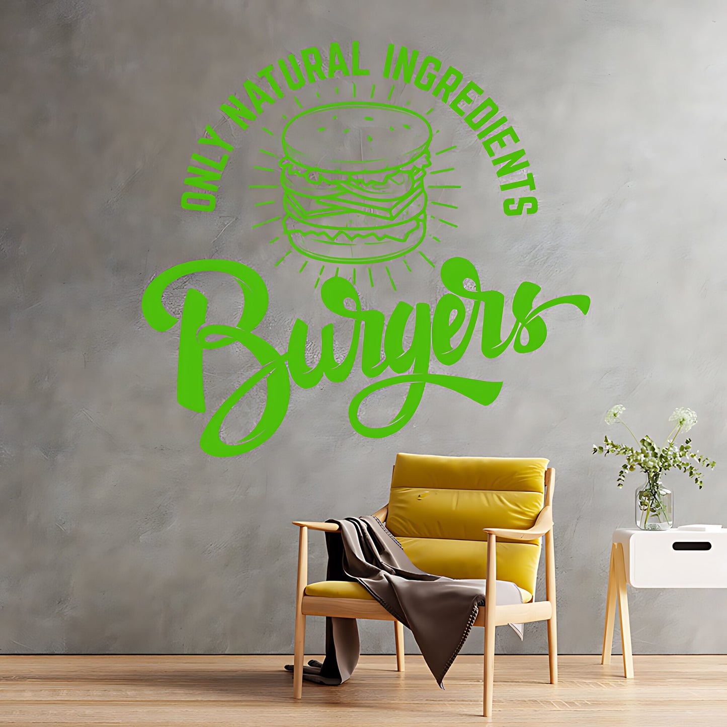 Burgers Wall Sticker – Only Natural Ingredients Burger Bar Decal