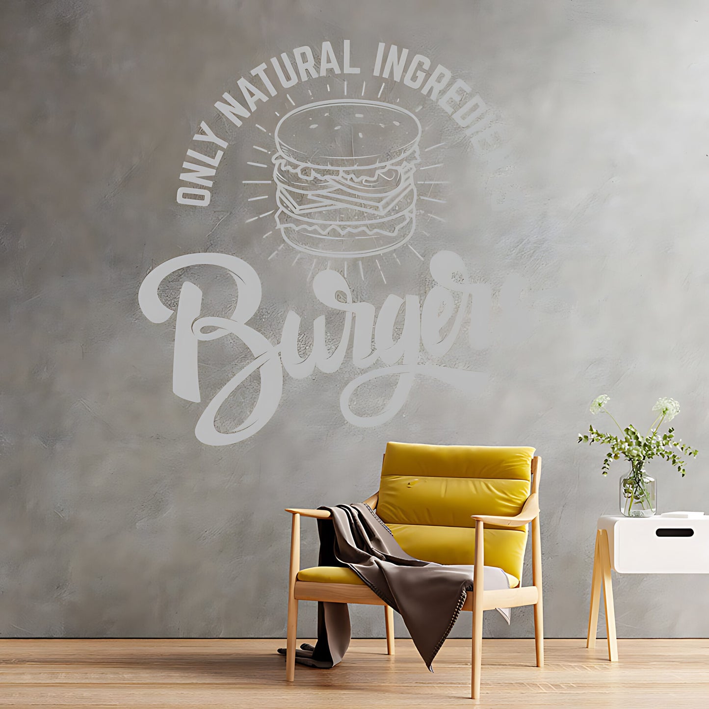 Burgers Wall Sticker – Only Natural Ingredients Burger Bar Decal