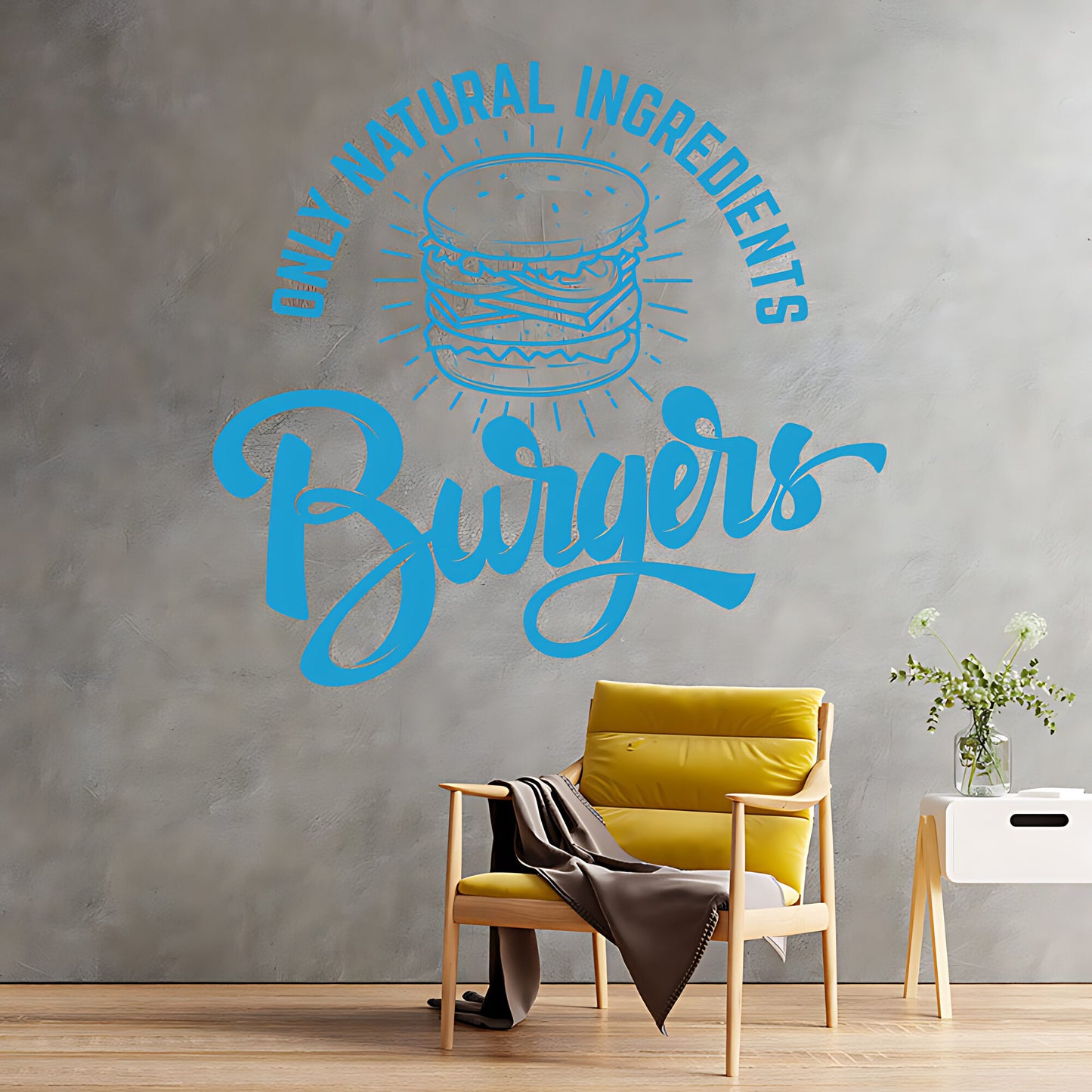 Burgers Wall Sticker – Only Natural Ingredients Burger Bar Decal