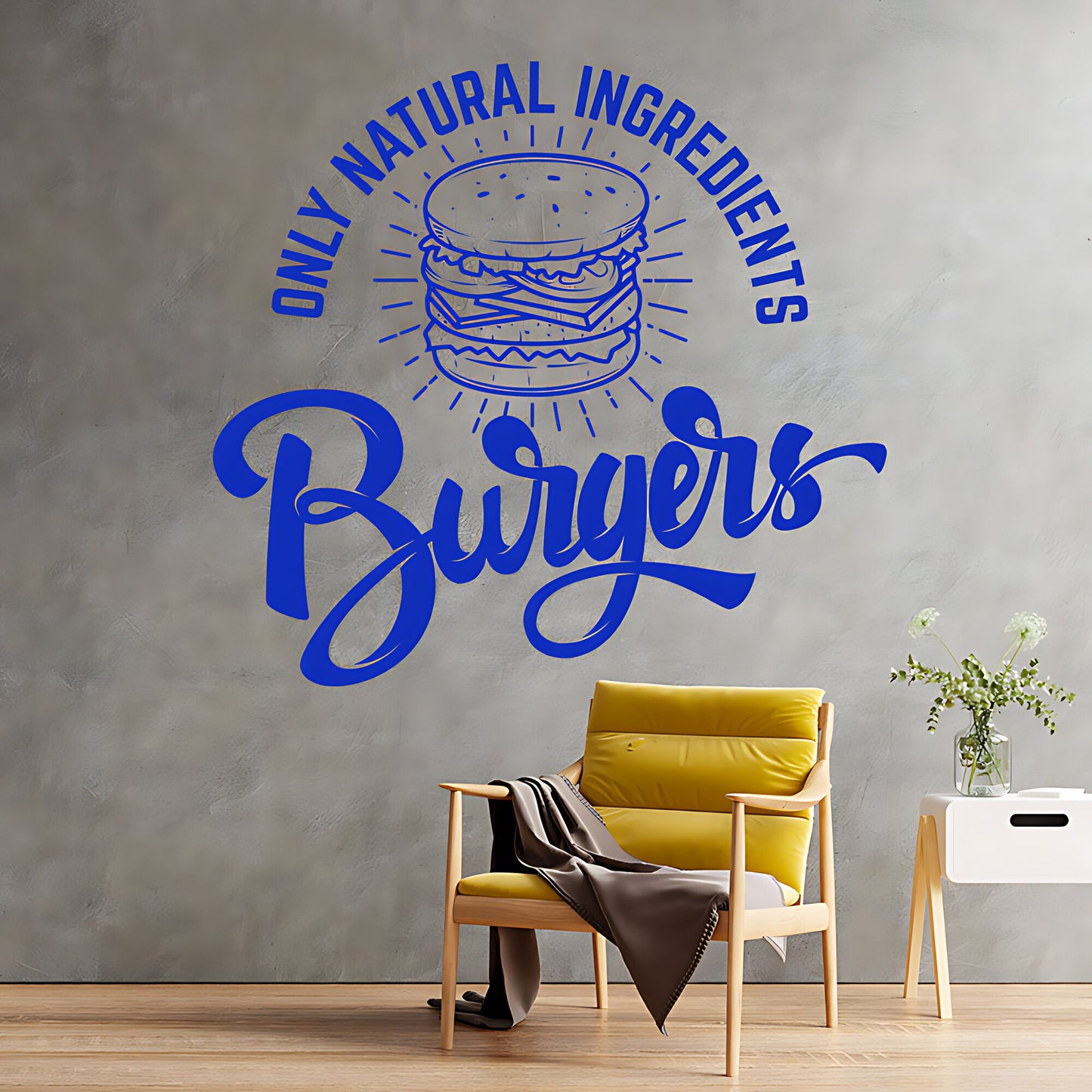 Burgers Wall Sticker – Only Natural Ingredients Burger Bar Decal