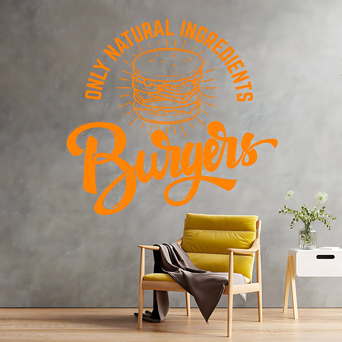 Burgers Wall Sticker – Only Natural Ingredients Burger Bar Decal