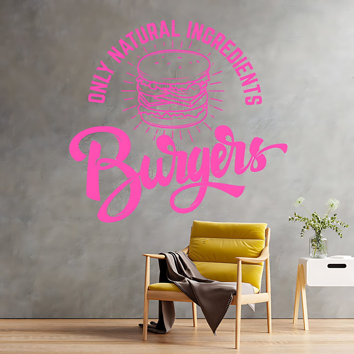 Burgers Wall Sticker – Only Natural Ingredients Burger Bar Decal