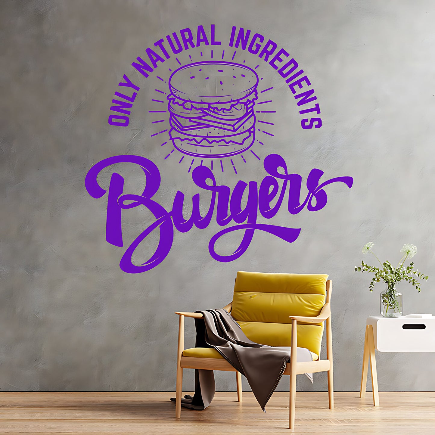 Burgers Wall Sticker – Only Natural Ingredients Burger Bar Decal