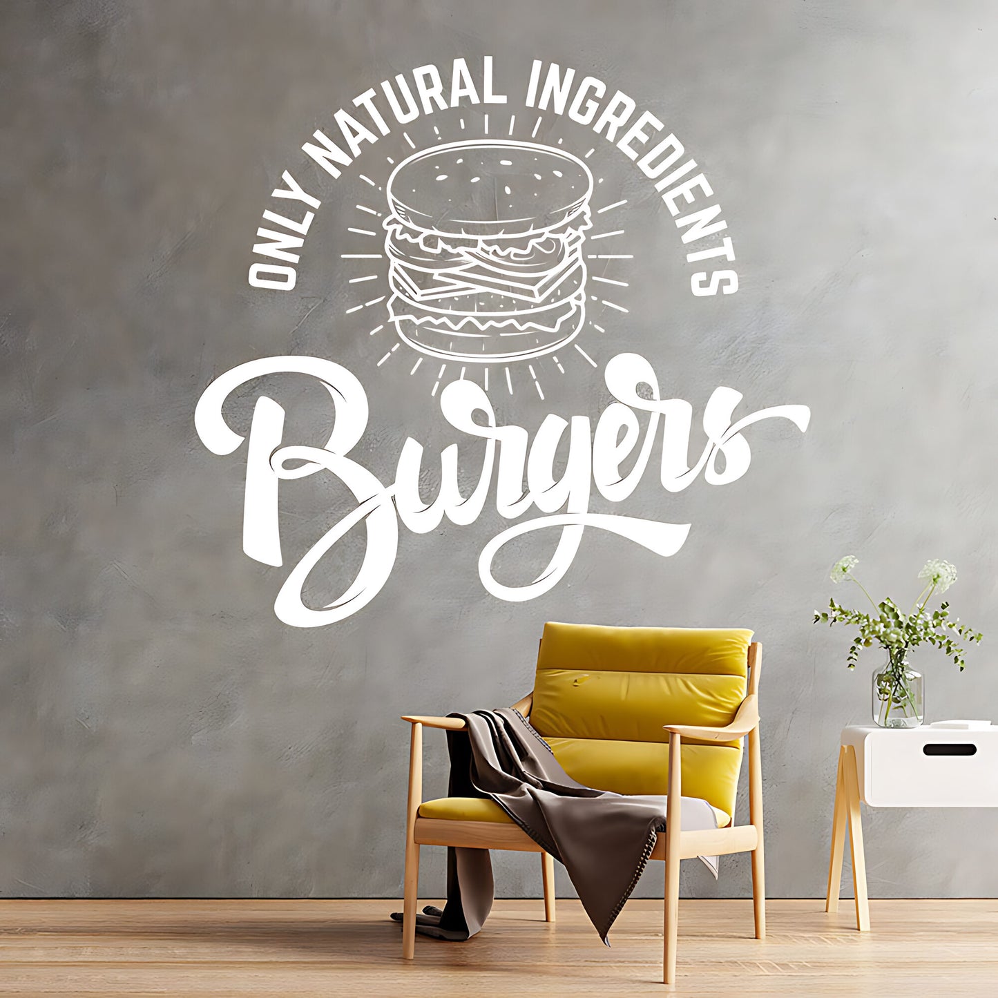 Burgers Wall Sticker – Only Natural Ingredients Burger Bar Decal