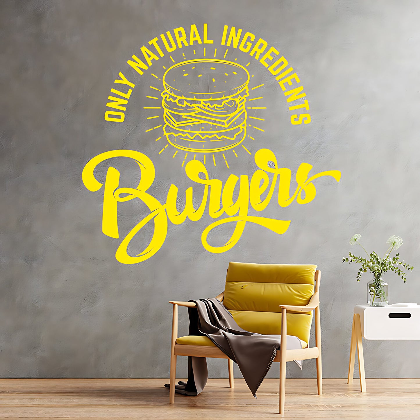 Burgers Wall Sticker – Only Natural Ingredients Burger Bar Decal