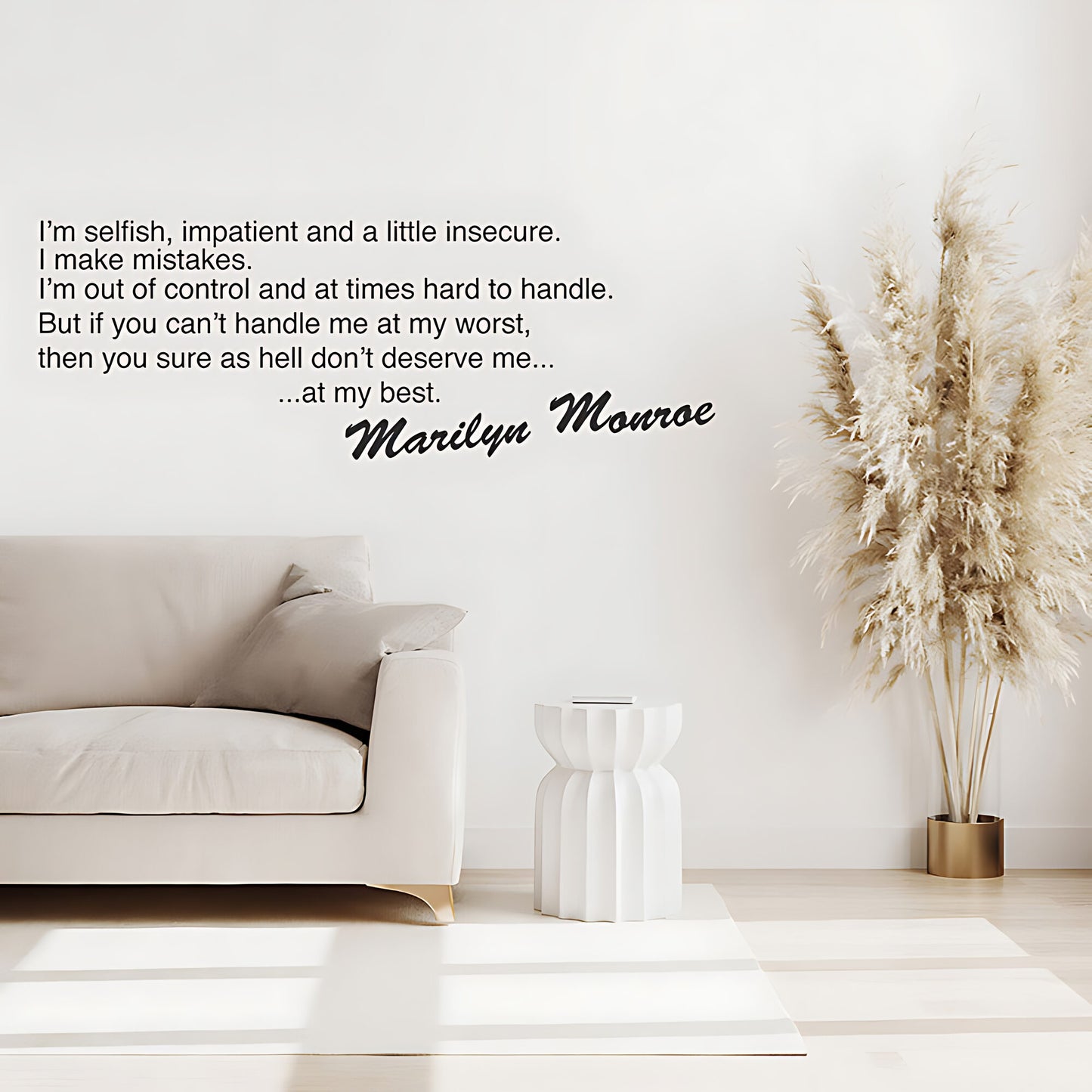 Marilyn Monroe I'm Selfish Impatient Quote Wall Sticker – Celebrity Decal