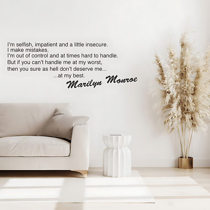 Marilyn Monroe I'm Selfish Impatient Quote Wall Sticker – Celebrity Decal