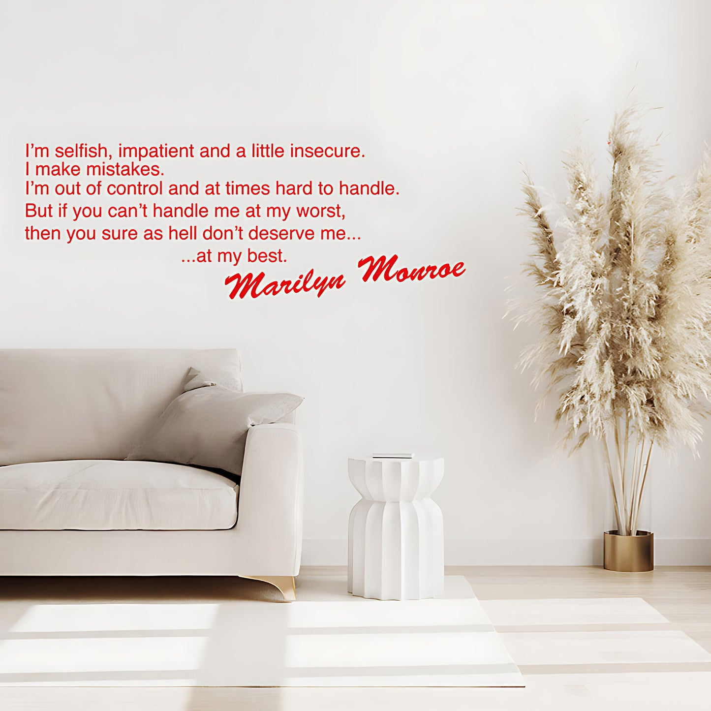Marilyn Monroe I'm Selfish Impatient Quote Wall Sticker – Celebrity Decal