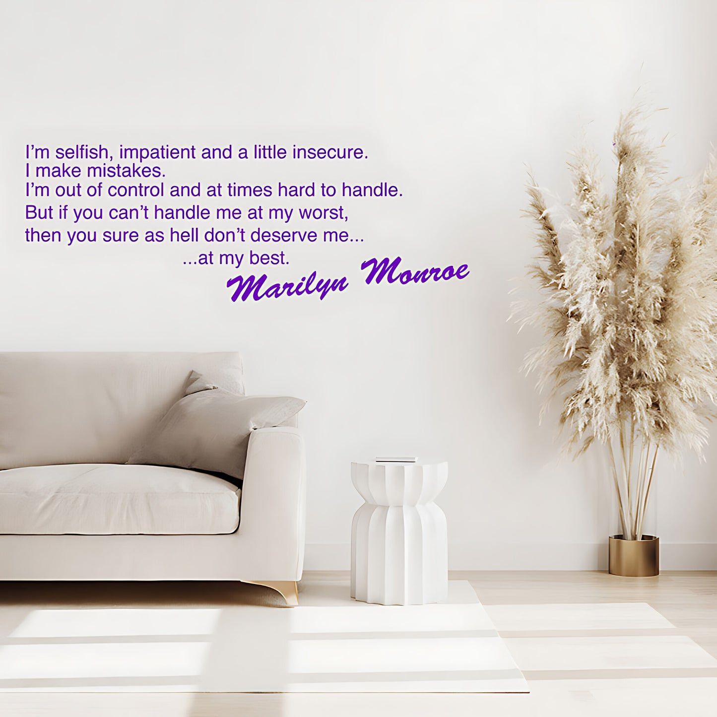 Marilyn Monroe I'm Selfish Impatient Quote Wall Sticker – Celebrity Decal
