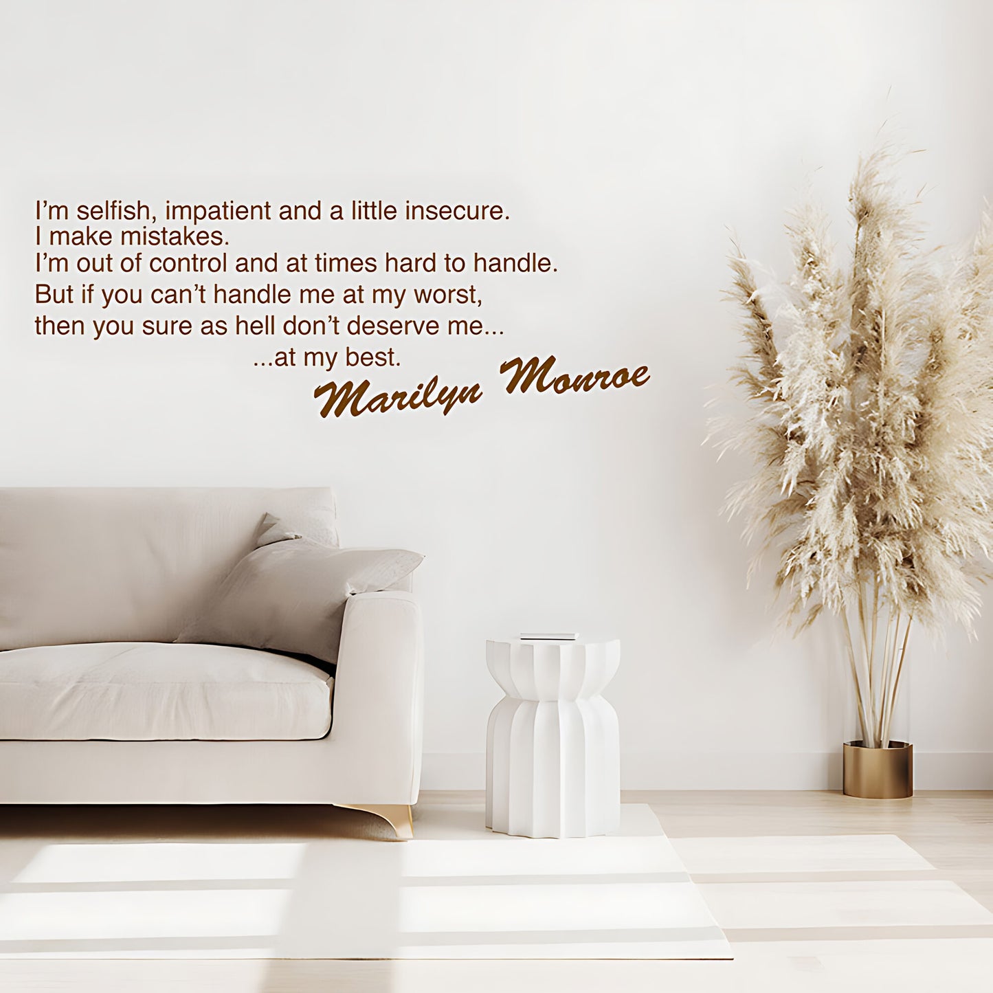 Marilyn Monroe I'm Selfish Impatient Quote Wall Sticker – Celebrity Decal